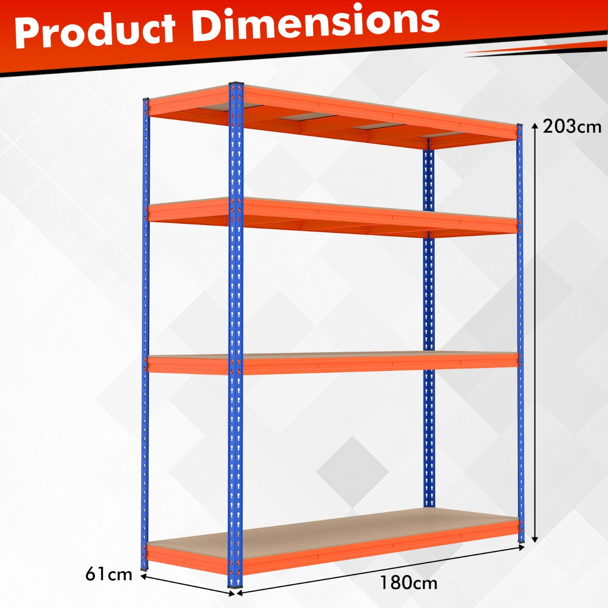 Livsk costway metalen rek met 4 lagen 181 cm breed rek voor zware lasten met verstelbare legplanken 2