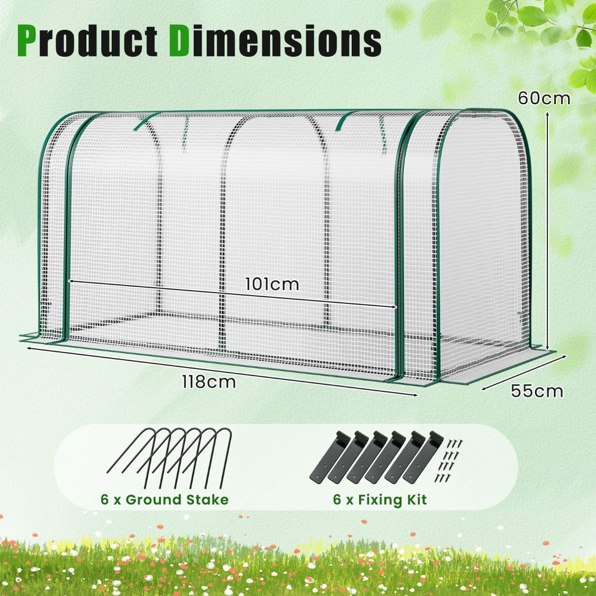 LIVSK 2-in-1 Minikas - Waterdicht met PE-beschermhoes - Gegalvaniseerd Metalen Frame - Optimale Ventilatie - 118 x 55 x 60 cm -