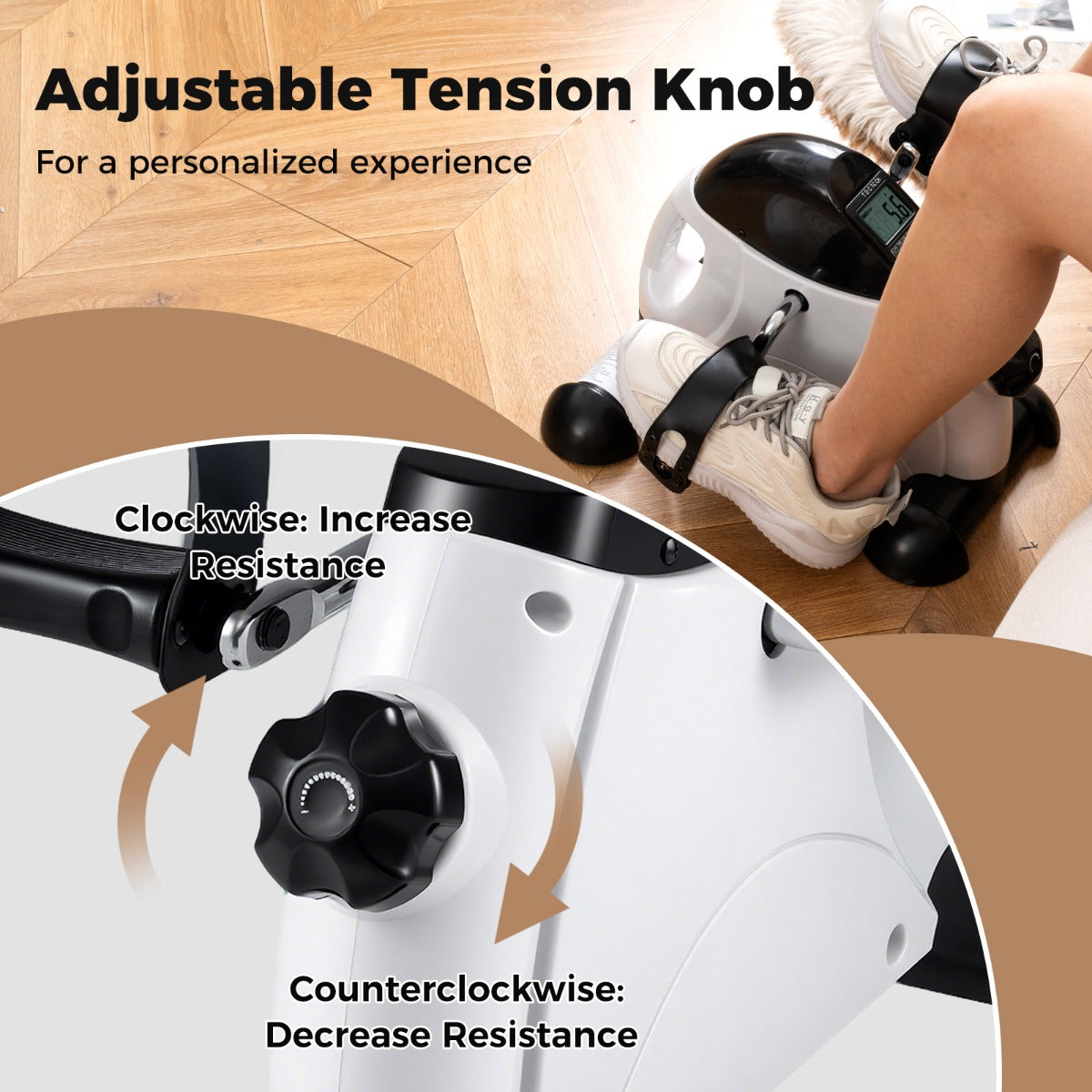 Livsk costway mini pedaaltrainer draagbare hometrainer voor arm en beentraining fiets pedaaltrainer voor senioren wit 4