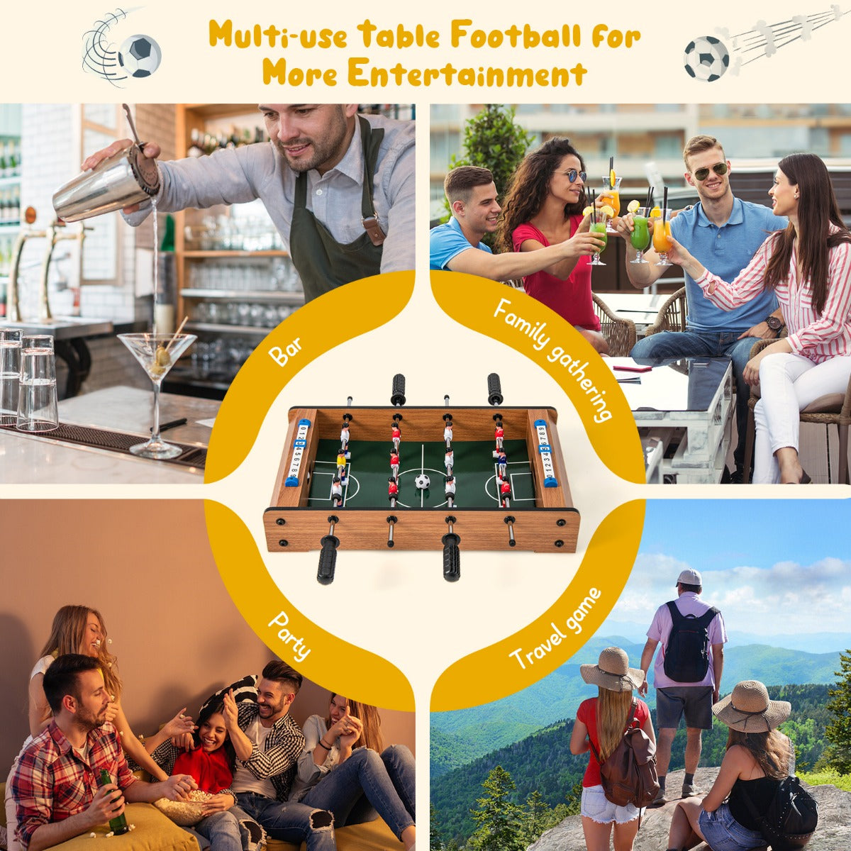 LIVSK Tafelvoetbaltafel - Stabiele MDF-structuur - Compleet met Scorebord en 2 Voetballen - Voor Kinderen en Volwassenen - 51 x