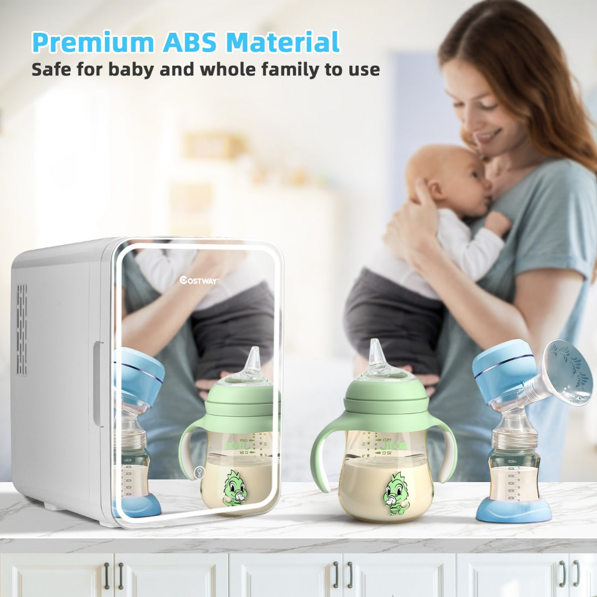 LIVSK Draagbare Mini-Koelkast - Spiegeldesign met LED - 10L Capaciteit - Koel- en Warmtemodus - Ultra Stil - Wit