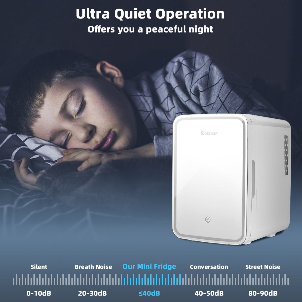 LIVSK Draagbare Mini-Koelkast - Spiegeldesign met LED - 10L Capaciteit - Koel- en Warmtemodus - Ultra Stil - Wit