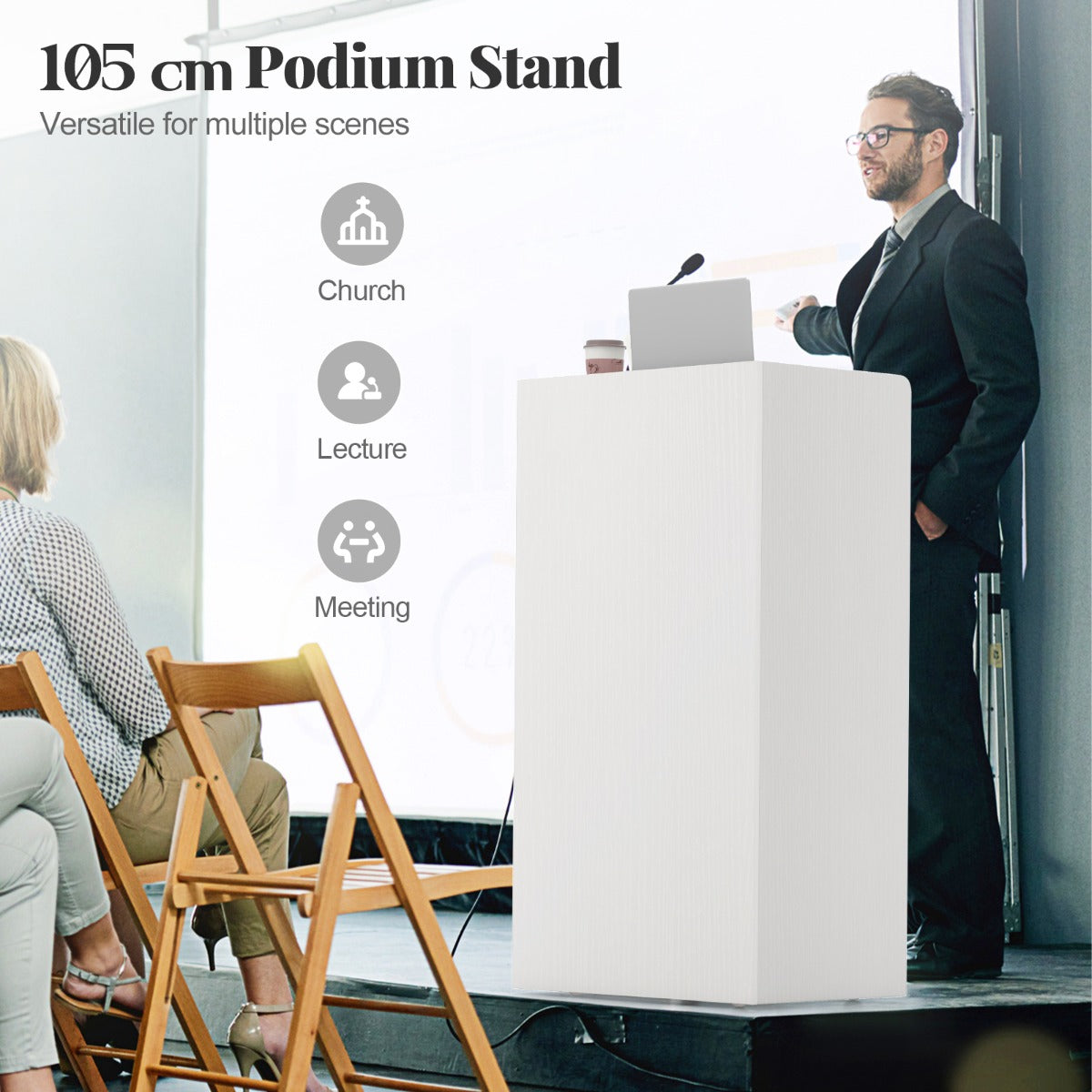 Livsk costway mobiele lessenaar met twee planken en vergrendelbare zwenkwielen wit 6