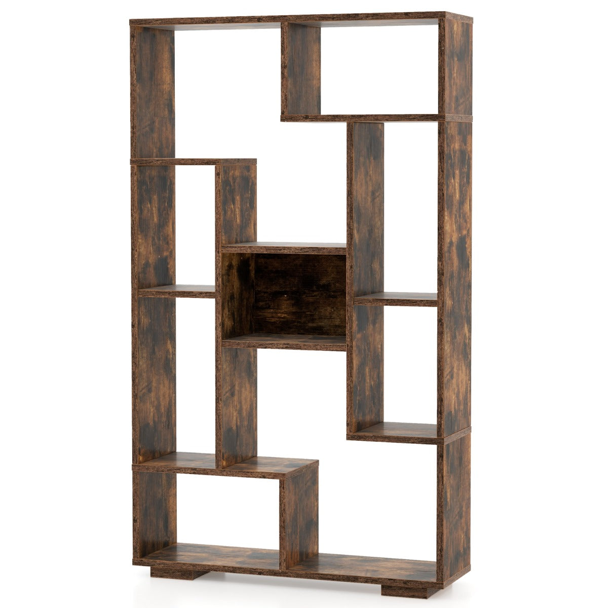 LIVSK Geometrische Boekenkast - Robuuste Constructie - 11 Open Planken - Eenvoudige Montage - Multifunctioneel - 70 x 20 x 120 cm