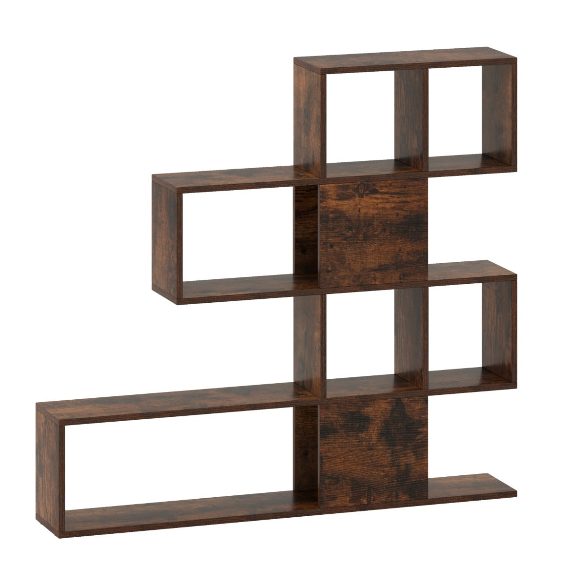 Livsk costway moderne 5 laags houten scheidingswand in ladderstijl voor boeken 120 x 195 x 109 cm bruin 1 3