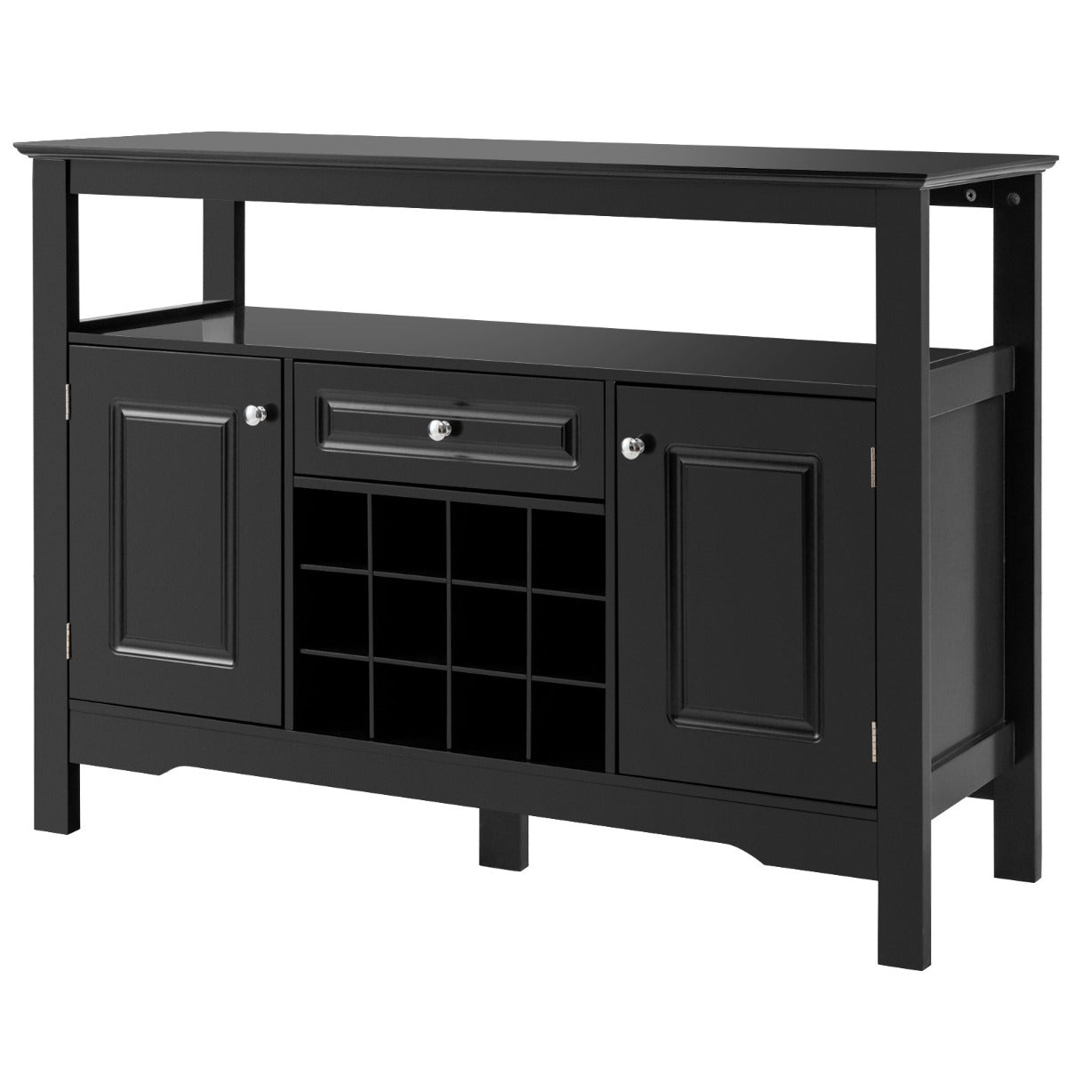 LIVSK Moderne Buffetkast - Ruime Opbergruimte met Verwijderbaar Wijnrek - Duurzaam MDF - Elegant Design - 117 x 40,5 x 82,5 cm -