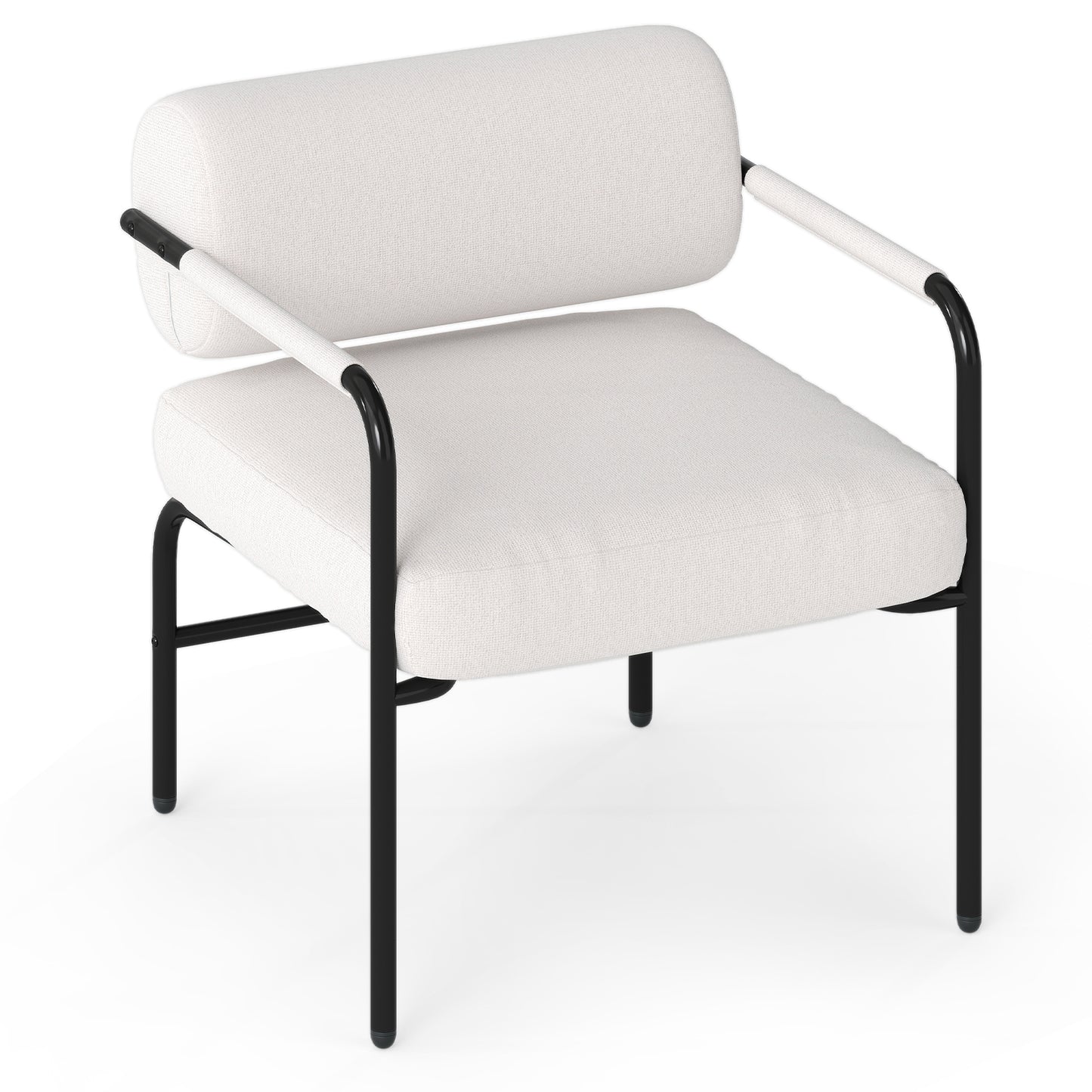 LIVSK Fauteuil voor Woonkamer - Fluwelen Bekleding - Cilindrische Rugleuning - Draagvermogen 150 kg - 70 x 65 x 73 cm - Wit