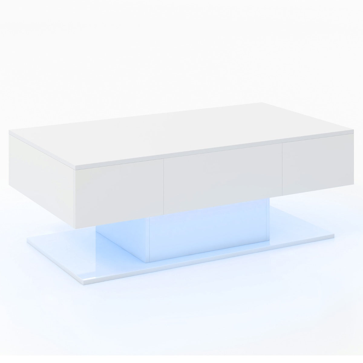 LIVSK LED-salontafel - Veelkleurige LED-verlichting met Afstandsbediening - 2 Opberglades - Hoogglans Afwerking - 110 x 60 x 40