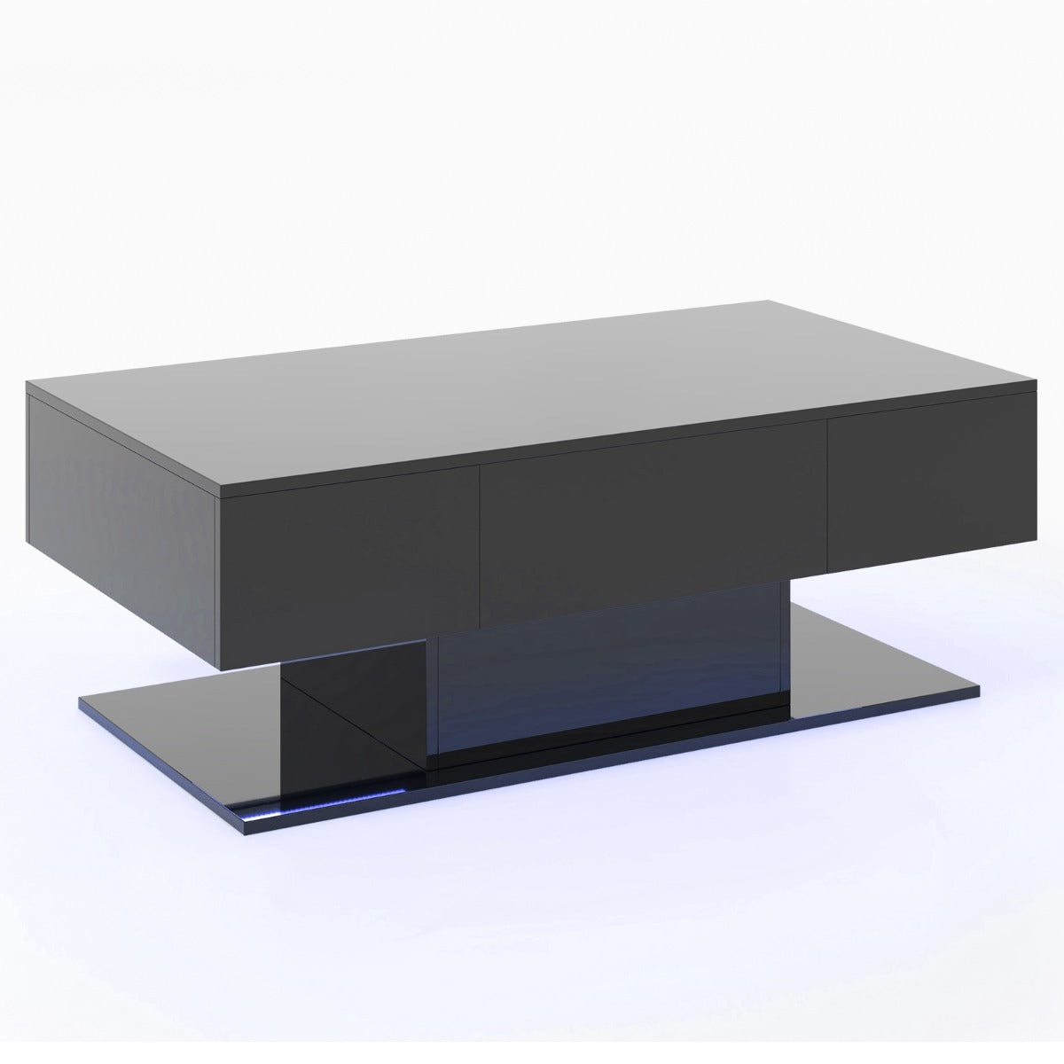 LIVSK LED Salontafel met 2 Opberglades - Hoogglans MDF - 20 Kleuren en 22 Dynamische standen - Duurzaam en Elegant - Zwart