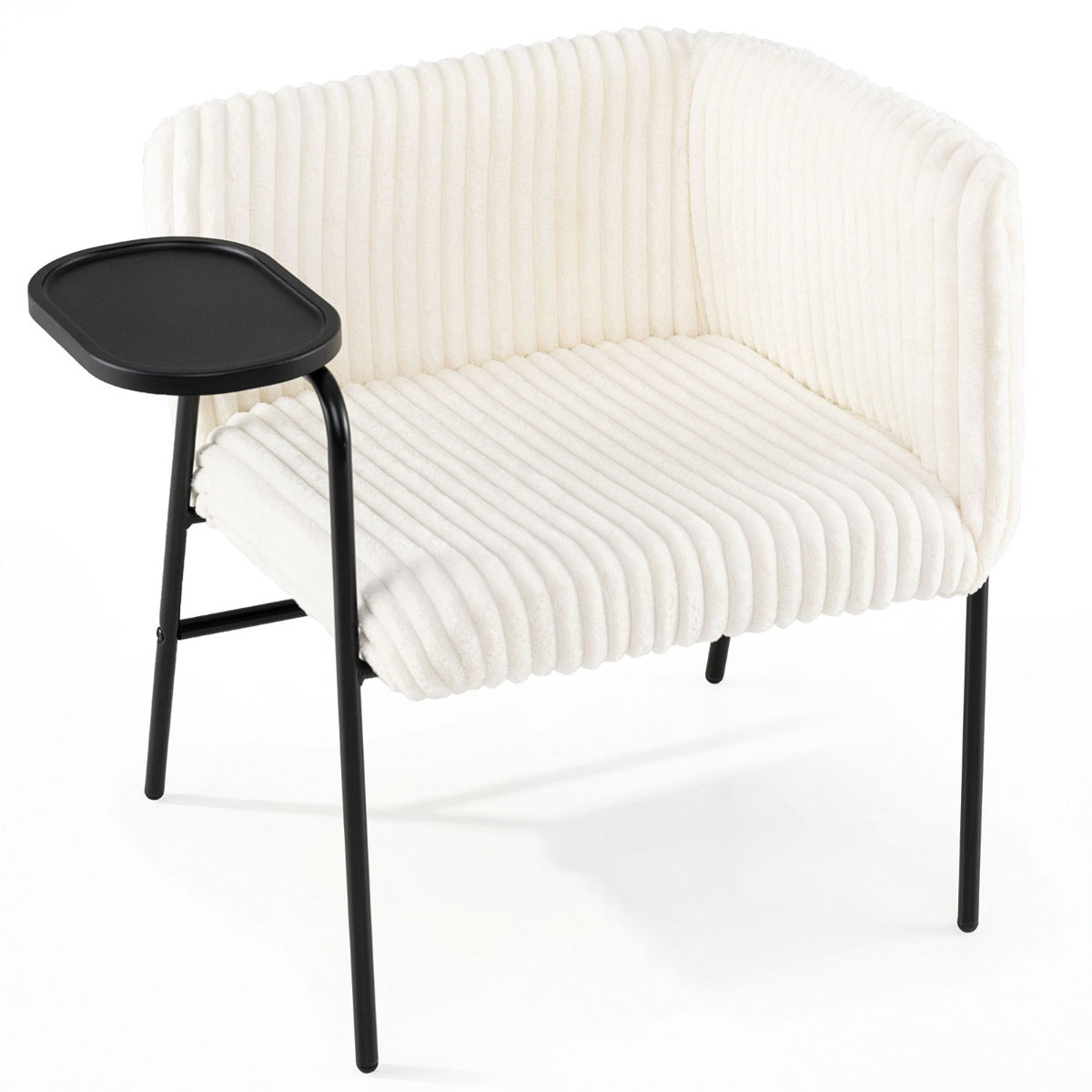 Livsk costway moderne loungebank met dienblad fauteuil met stevig metalen frame en schuimrubberen bekleding