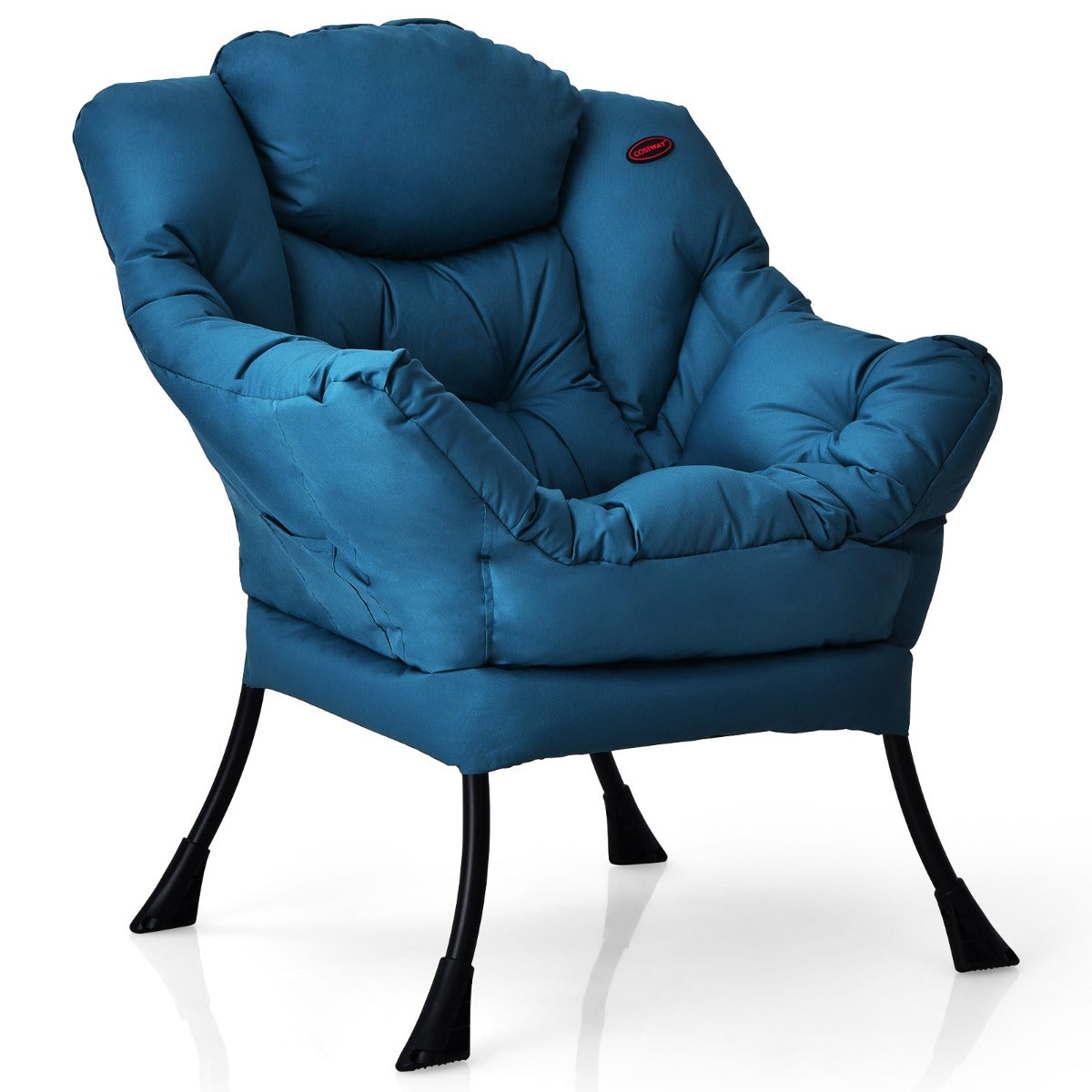 LIVSK Vrijetijdsstoel met Ergonomische Zithouding - Zacht PP-katoen - Stevig Metalen Frame - Antislip - Tot 114 kg - Blauw