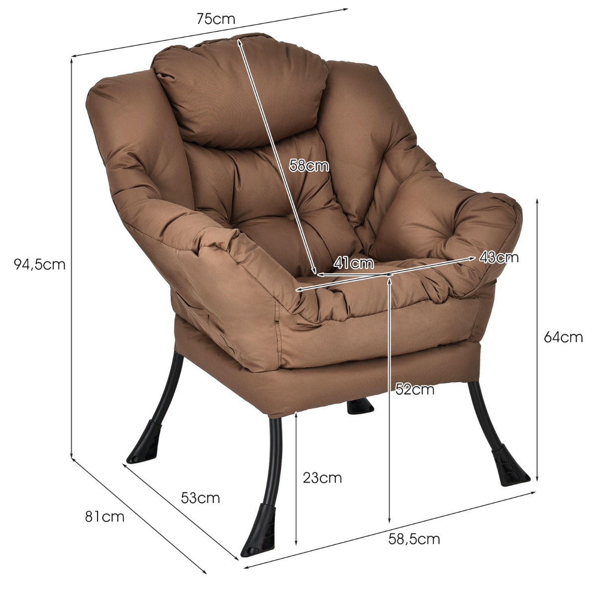 LIVSK Vrijetijdsstoel - Hoogwaardig PP-katoen - Ergonomisch - Antislip - Draagvermogen tot 114 kg - Blauw