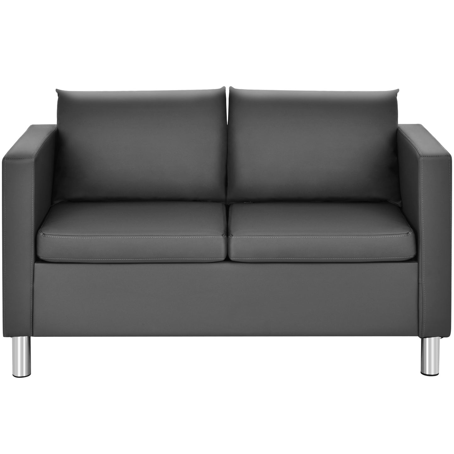 LIVSK Moderne tweezitsbank - Comfortabel PU-leer met 9 cm dik kussen - Draagvermogen 120 kg - Voor thuis & kantoor - Grijs