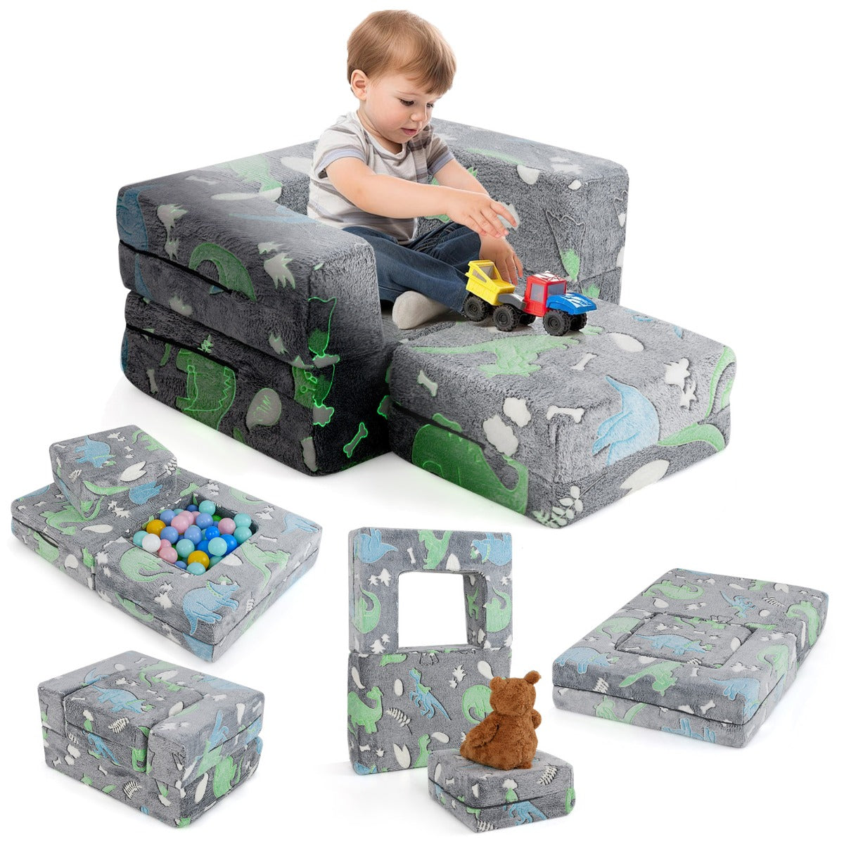 LIVSK Modulaire Kinderbank - Veelzijdig Speelplezier - Magische Lichteffecten - Veilig en Comfortabel - 71 x 53 x 34,5 cm -