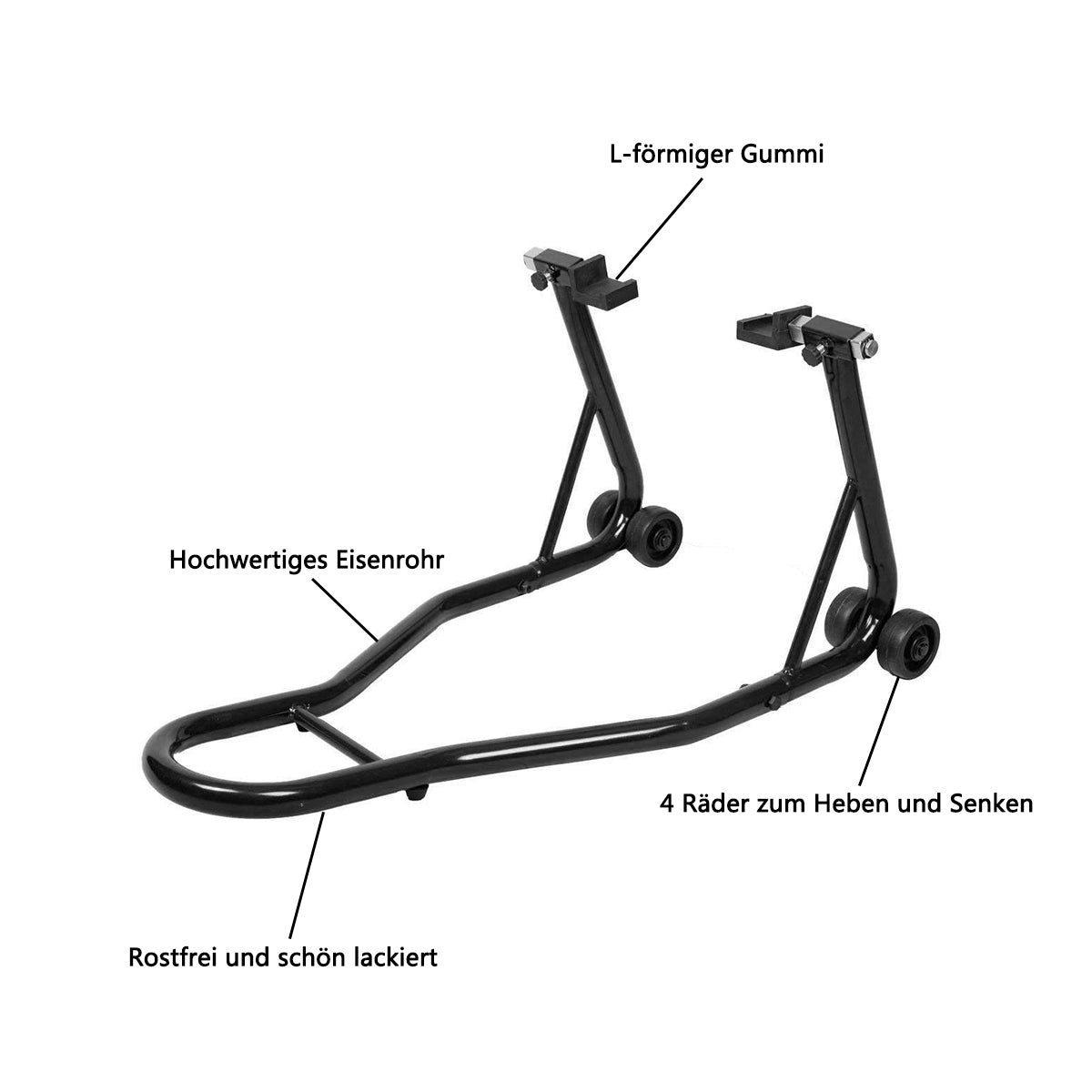 LIVSK Professionele Motorfiets Reparatiestandaard - Verstelbare Arm van 71 tot 86 cm - Stalen Constructie - Zwart