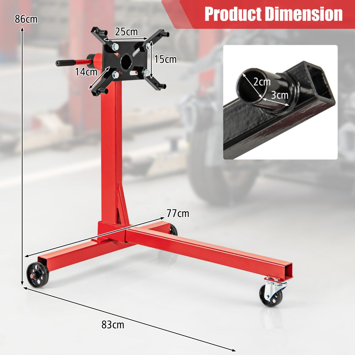 Livsk costway motorstandaard met een capaciteit van 340 kg zware hefstandaard met 360 graden draaibare kop 4 verstelbare armen motorkrik 2