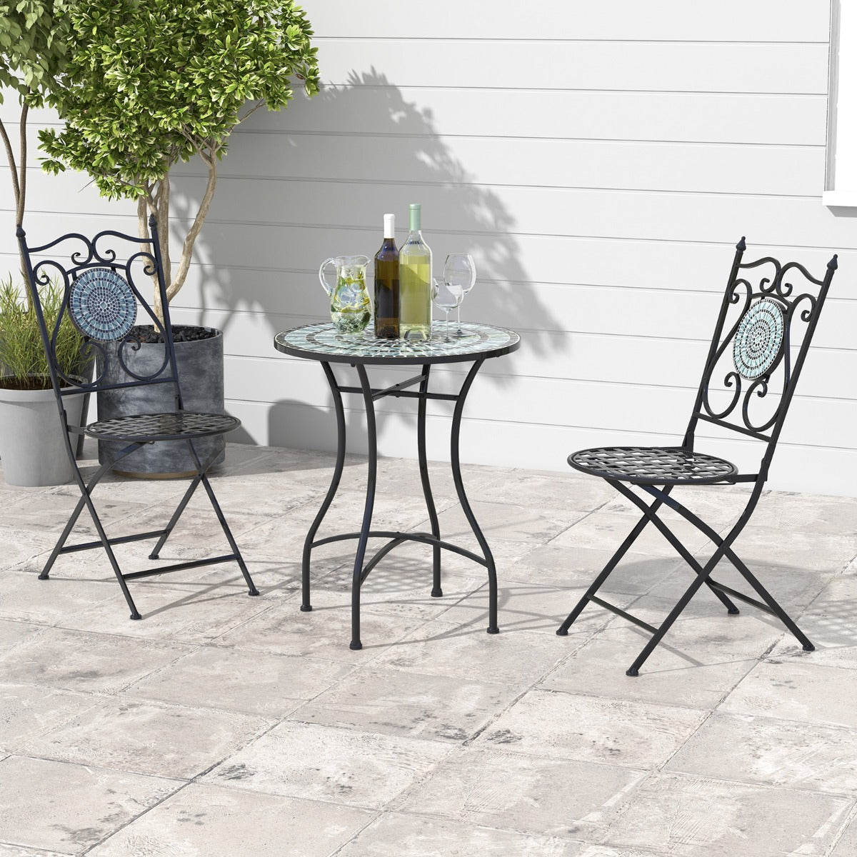 LIVSK Mozaïektafel - Artistieke Elegant - Duurzaam Metaal - Antislip Voetkussens - 60 x 60 x 72 cm - Zoals afgebeeld