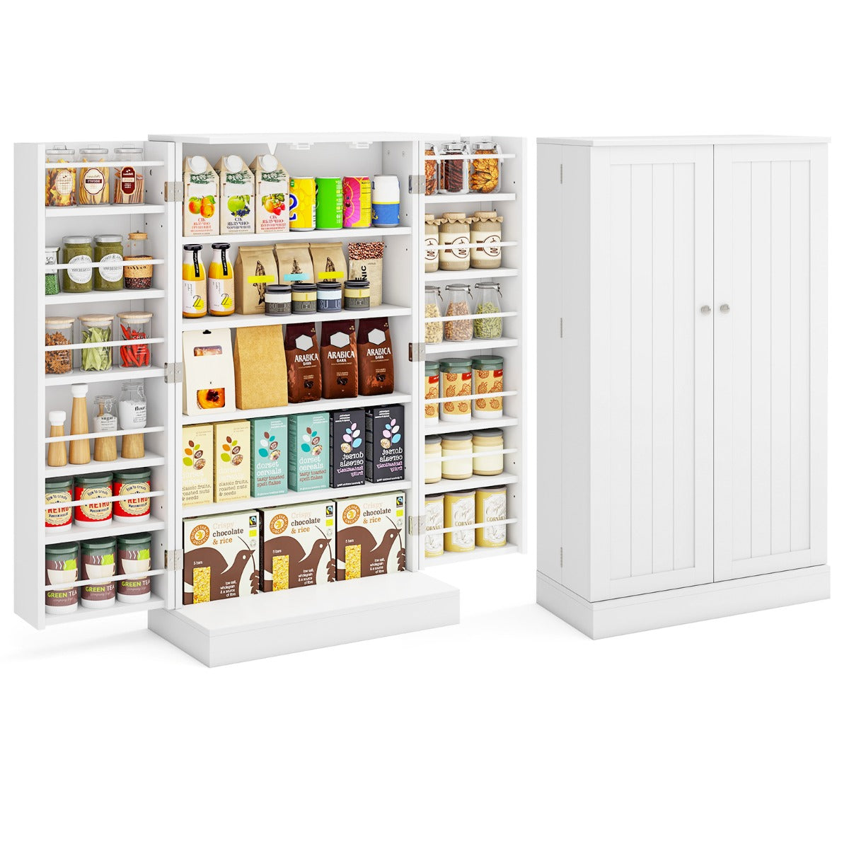 LIVSK Keuken Voorraadkast - Verstelbare Planken - Stevig MDF - Stijlvol Design - Totale Draagkracht 71 kg - Wit