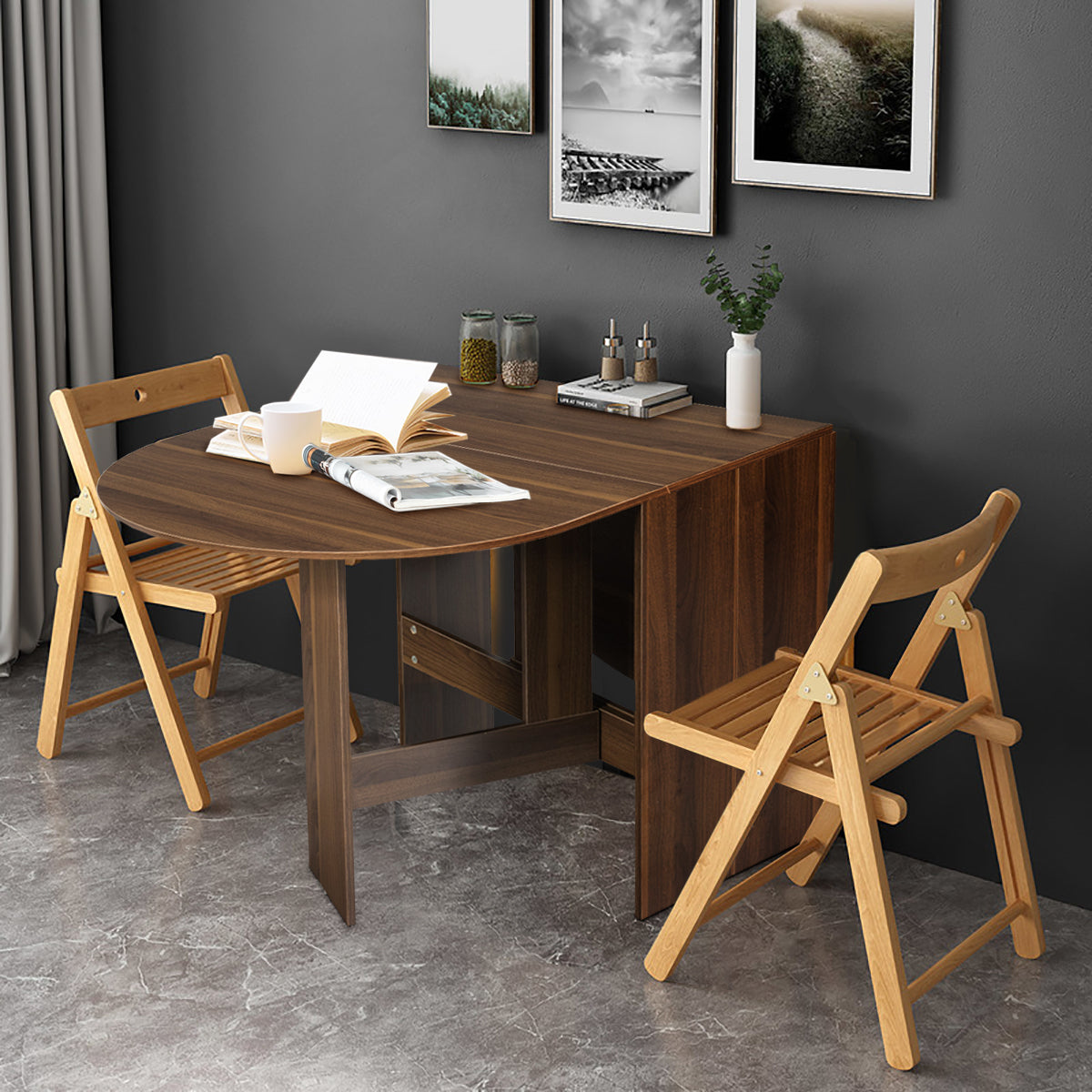 LIVSK Opvouwbare Eettafel - Multifunctioneel en Ruimtebesparend - Ronde Hoeken voor Veiligheid - 163 x 80 x 75 cm - Zoals
