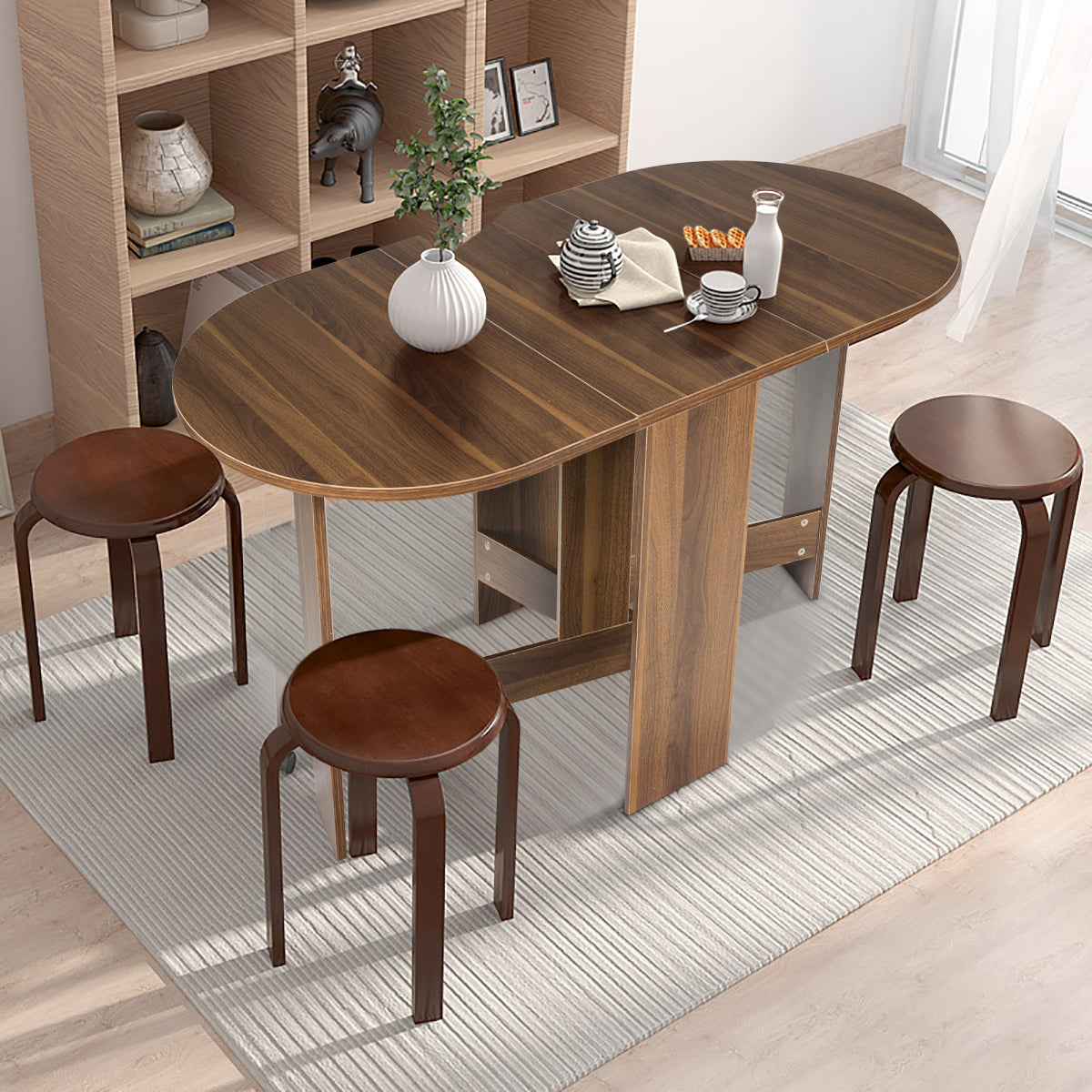 LIVSK Opvouwbare Eettafel - Multifunctioneel en Ruimtebesparend - Ronde Hoeken voor Veiligheid - 163 x 80 x 75 cm - Zoals