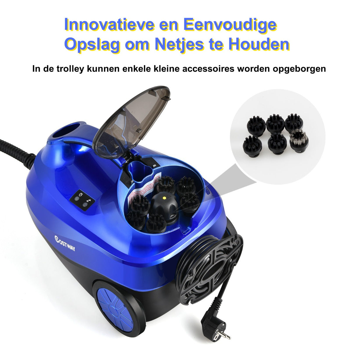 LIVSK Multifunctionele Stoomreiniger 2000 W - 1,5L Tank - 19 Accessoires - Tot 45 min Stoomtijd - Veilig en Chemievrij - Blauw