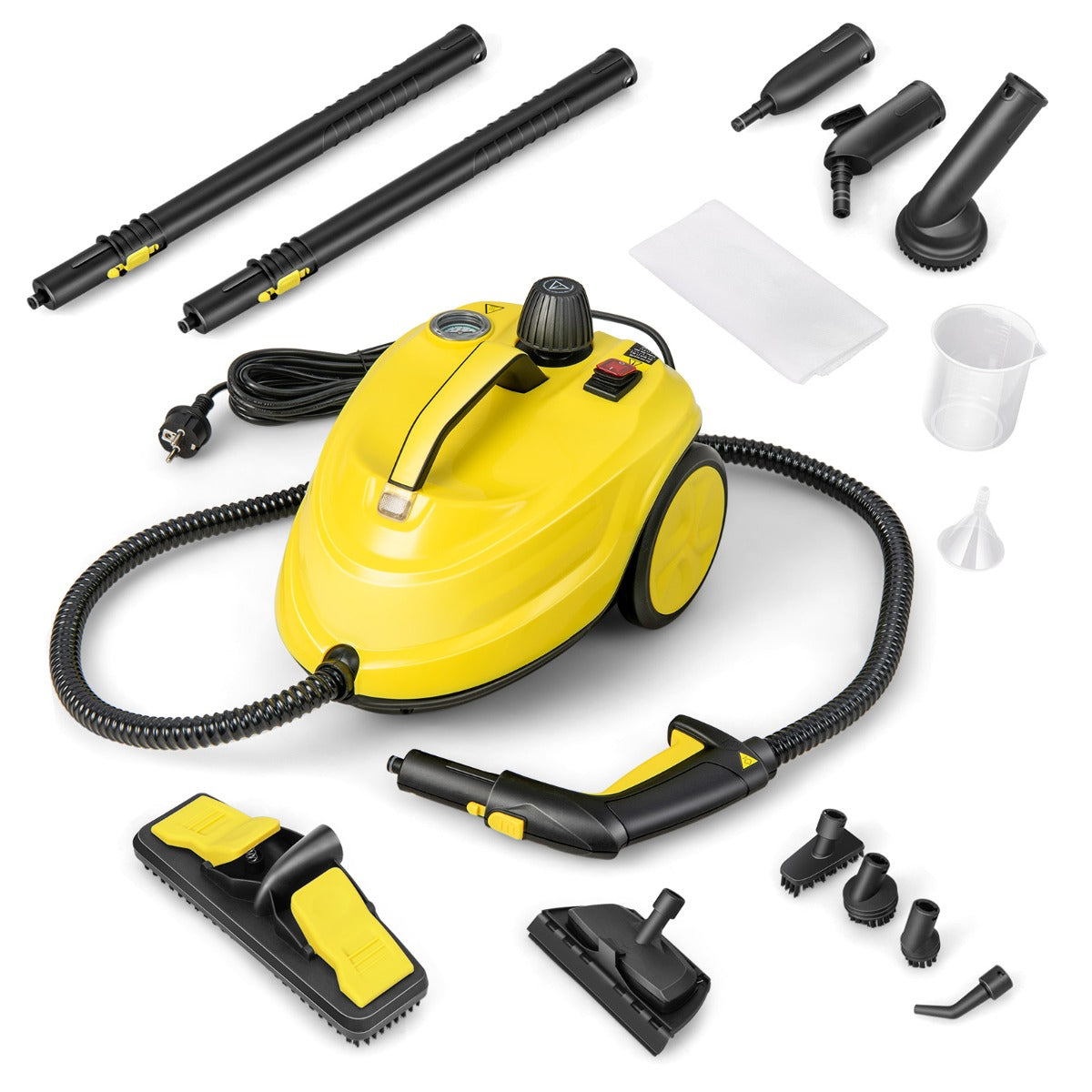 LIVSK Multifunctionele Stoomreiniger - 1,8L Capaciteit - 2000W - 160°C - 13 Accessoires - Veilig Ontwerp - Geel
