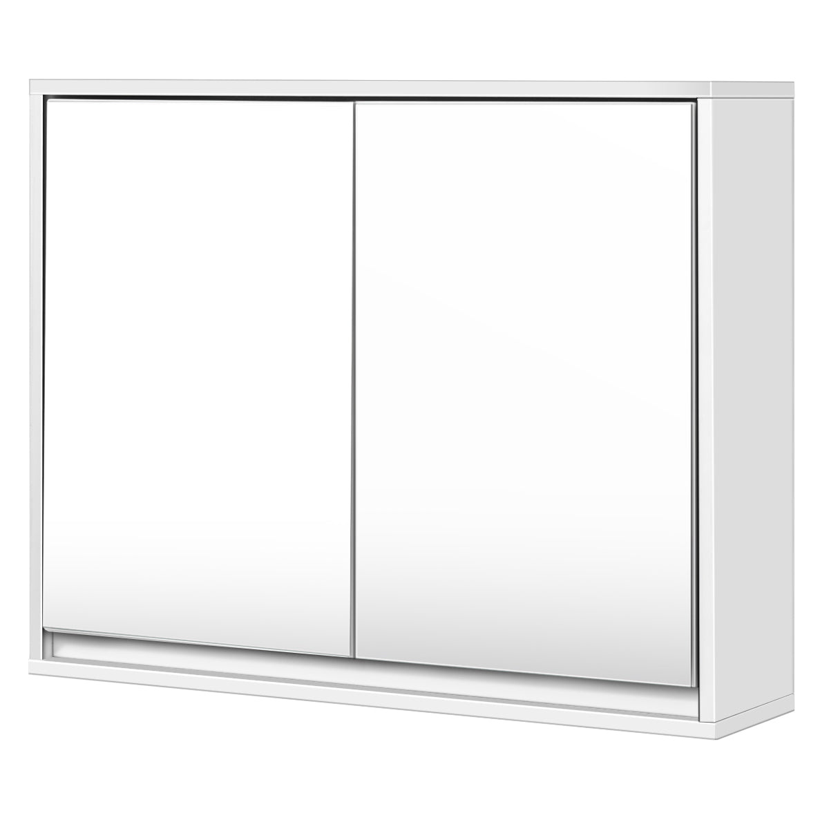 LIVSK Wandspiegelkast - Dubbele Spiegeldeuren - Ruime Opbergruimte - Duurzaam MDF - 56 x 14 x 45 cm - Wit