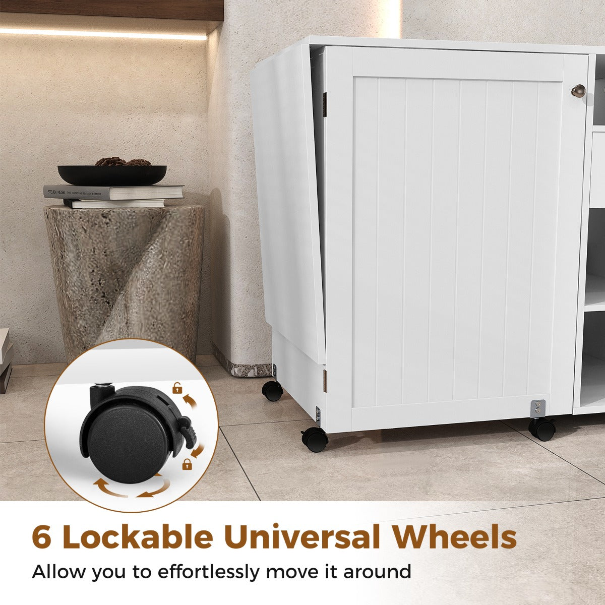Livsk costway naaimachine kast inklapbare naaitafel opbergplanken dienblad garenhouder bureau multifunctioneel hand werkstation wit 4
