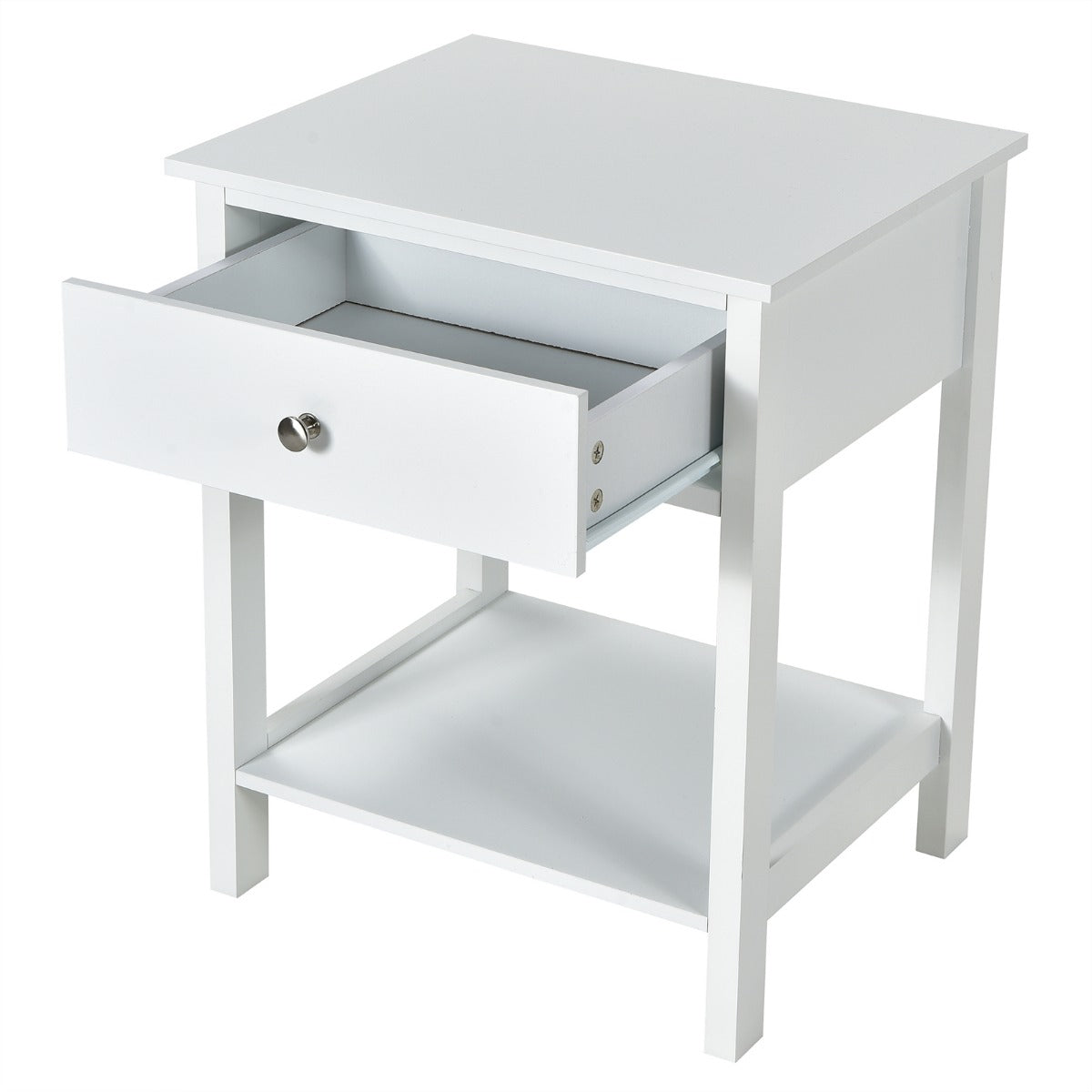 LIVSK Multifunctionele Bijzettafel met Lade - Ruim Blad en Open Schap - Eenvoudige Montage - Wit