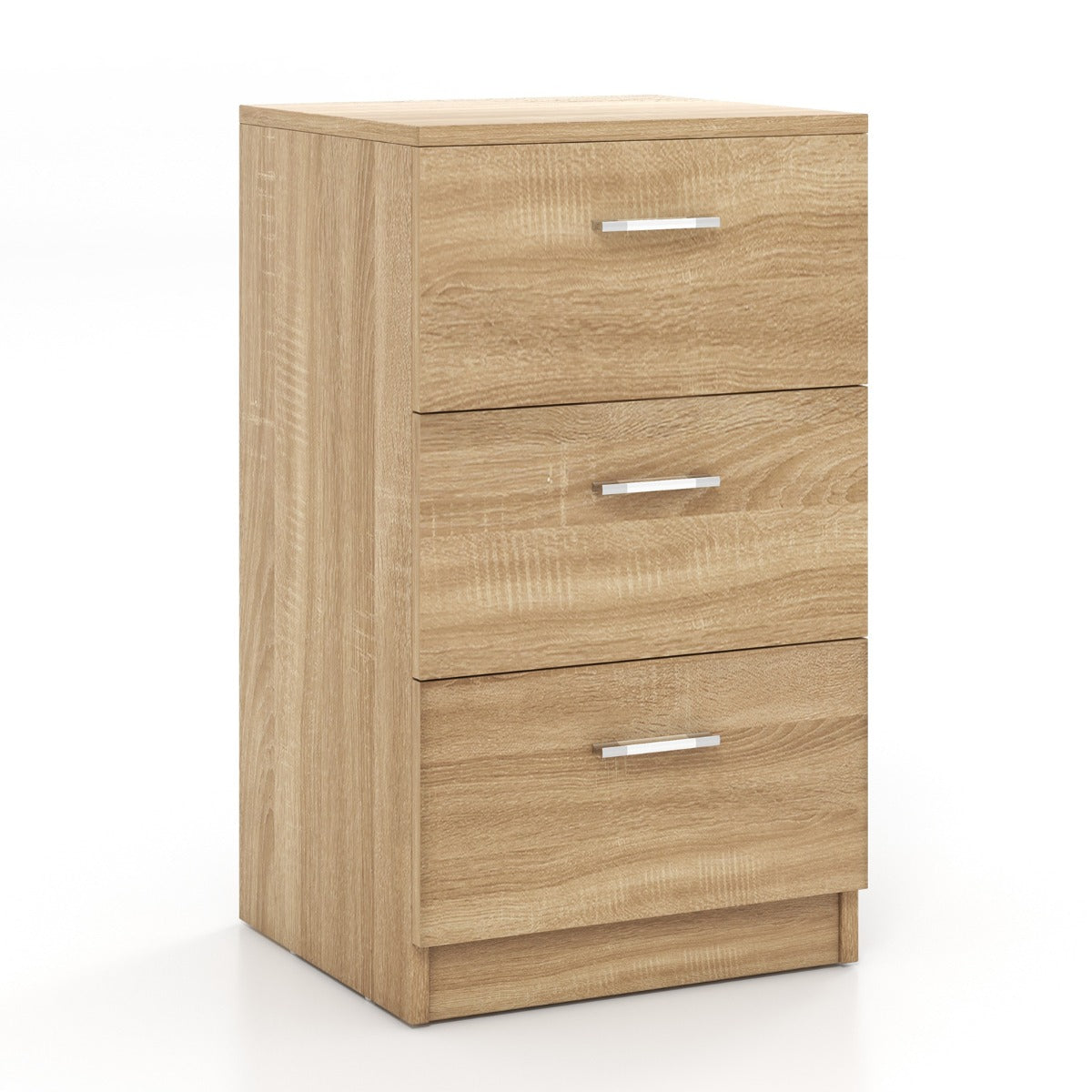 LIVSK Nachtkastje met 3 Laden - Hoogwaardig Spaanplaat - Compact Ontwerp - Ruime Opbergruimte - 38 x 35 x 66 cm - Natuurlijke