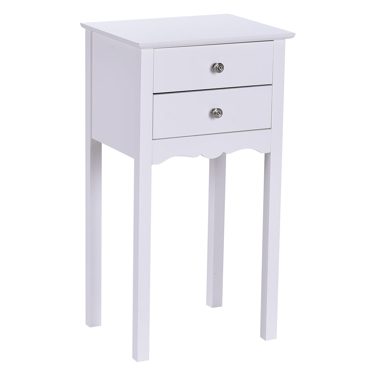 LIVSK Bijzettafel met 2 Lades - Stevig MDF - Anti-Kantelontwerp - Eenvoudig te Monteren - 40 x 32 x 75 cm - Wit
