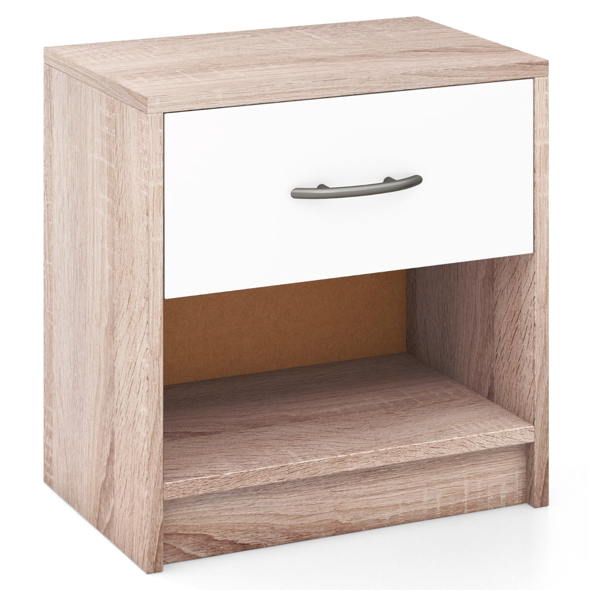 LIVSK Modern Nachtkastje met Uittrekbare Lade - Ruim Bovenblad en Open Plank - Duurzaam Ontwerp - 38,5 x 28 x 40,5 cm - Bruin