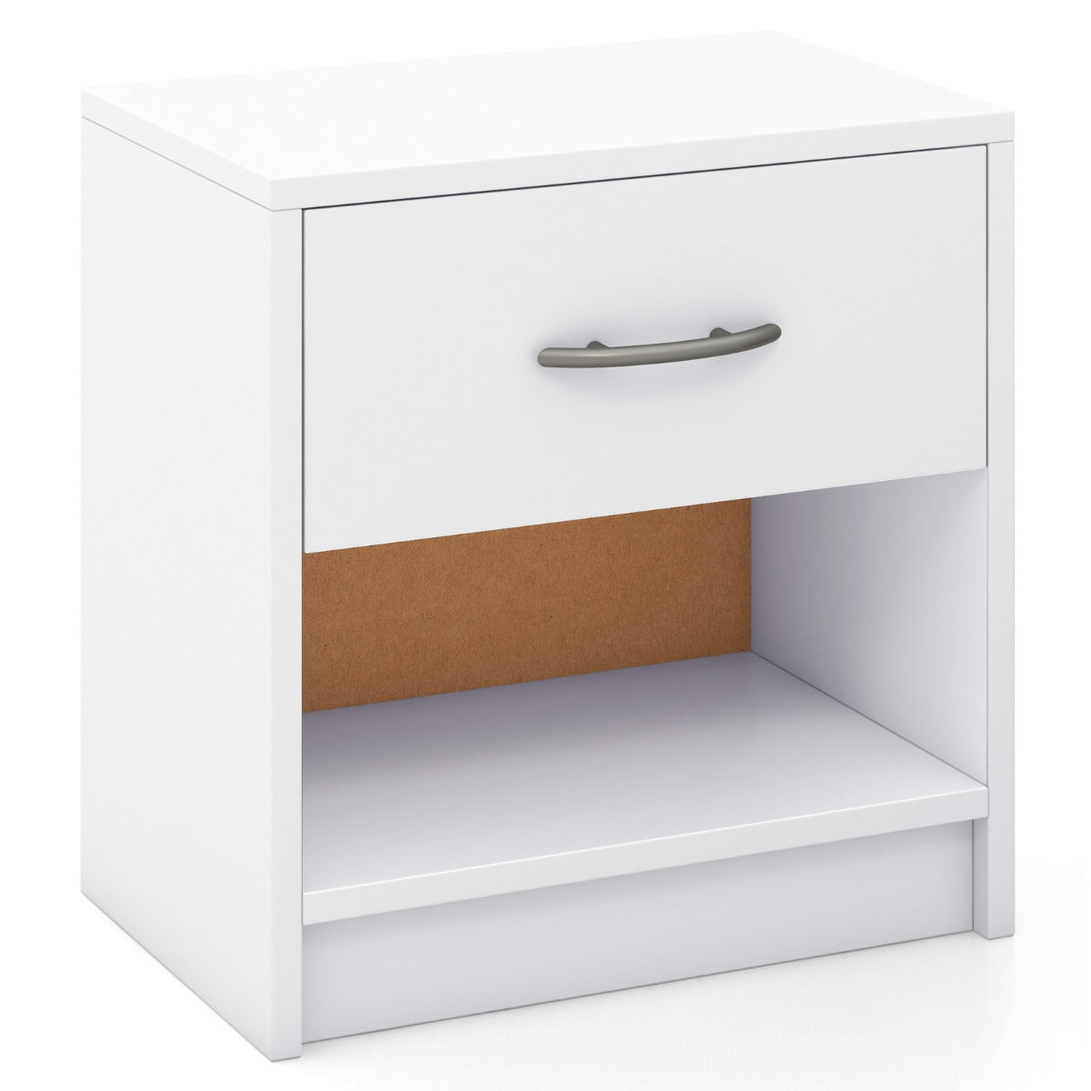 LIVSK Modern Nachtkastje - Uitschuifbare Lade & Open Plank - Stevige Constructie - Ruimtebesparend - 38,5 x 28 x 40,5 cm - Bruin