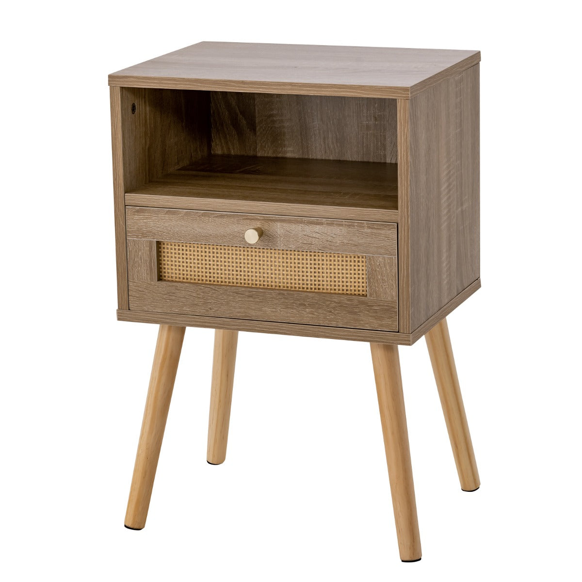 Livsk costway nachtkastjes met rotanversiering moderne multifunctionele accenttafel in voor de woonkamer slaapkamer