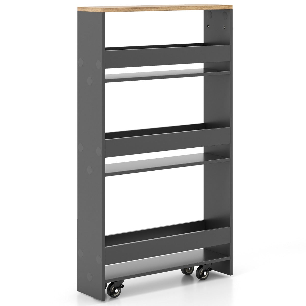 LIVSK Opbergtrolley op Wieltjes - 4 Niveaus - Compact en Ruimtebesparend - Handgreep - Totale Afmetingen 47,5 x 13 x 80,5 cm -