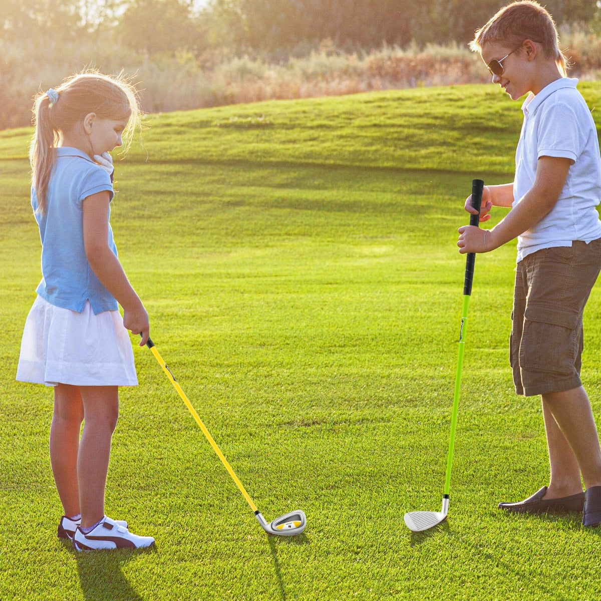 LIVSK Junior Golfclub #7 - Aluminiumlegering Clubhoofd met Diepe Groeven - Glasvezel Shaft - Rechtshandig - Voor Kinderen 8-10