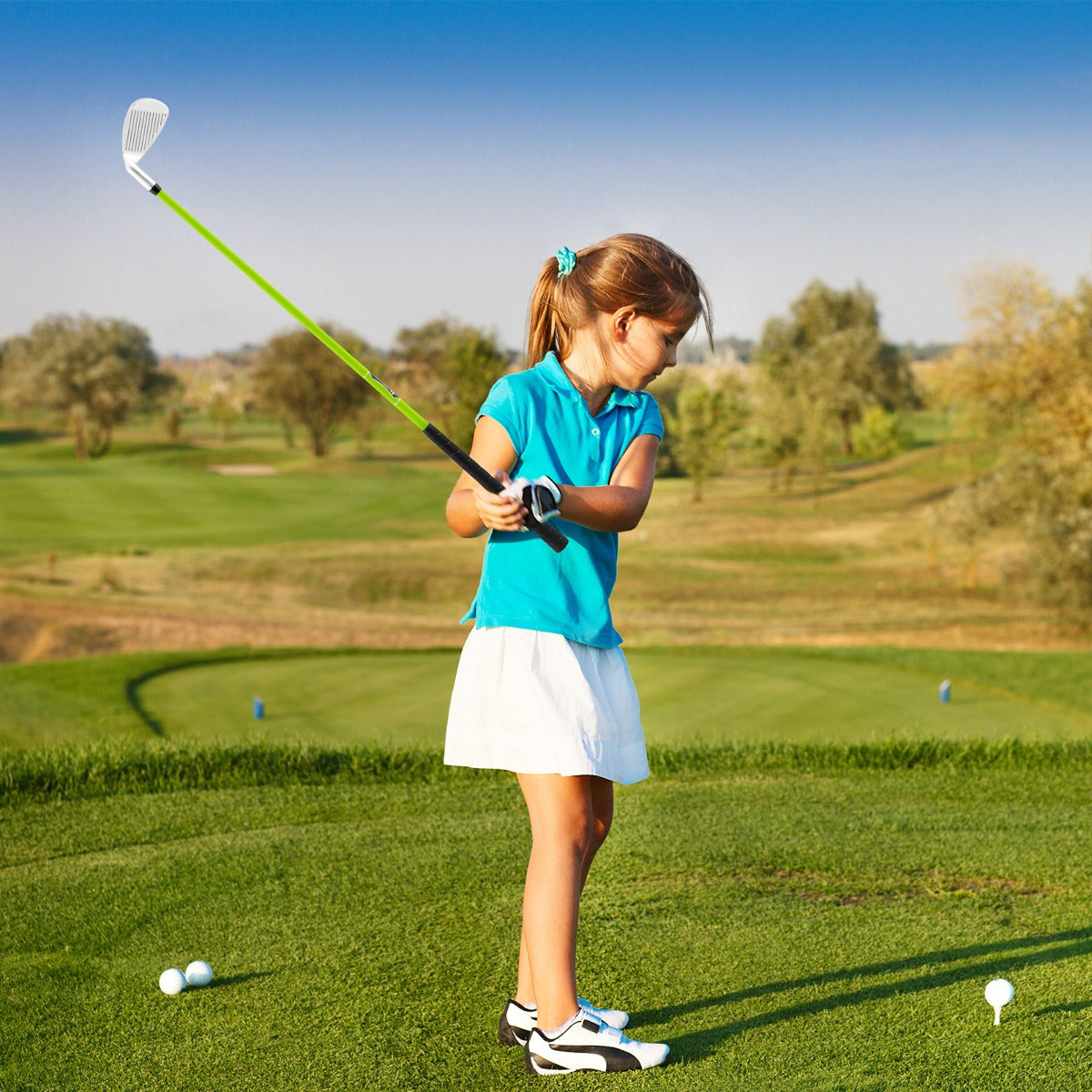 LIVSK Junior Golfclub #7 - Aluminiumlegering Clubhoofd met Diepe Groeven - Glasvezel Shaft - Rechtshandig - Voor Kinderen 8-10