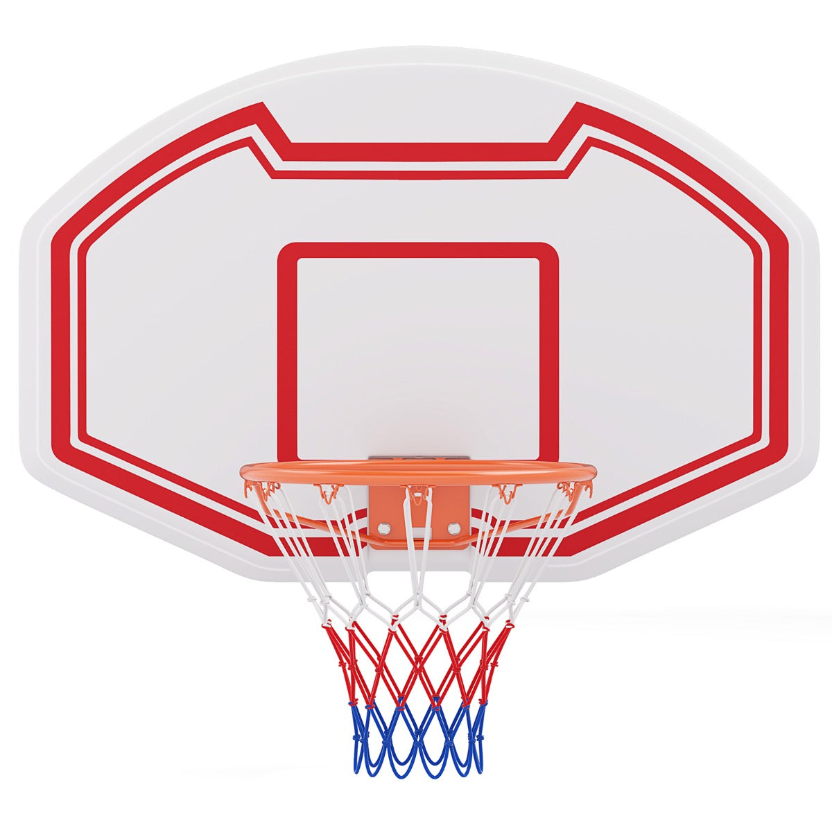 LIVSK Wandmontage Basketbalkorf - Onbreekbaar PE-backboard 91 x 61 cm - Sterke metalen rand - Weerbestendig net - Wit + Rood