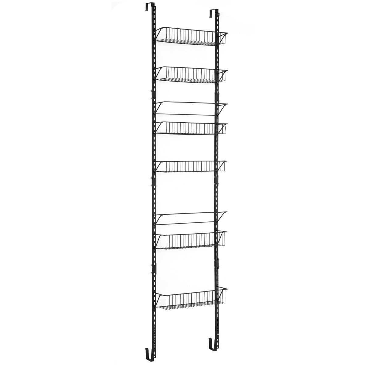 LIVSK Wandorganizer met 6 Manden - Verstelbaar en Ruimtebesparend - Roestbestendig - Stevig Ijzer - 43 x 13 x 196,5 cm - Zwart