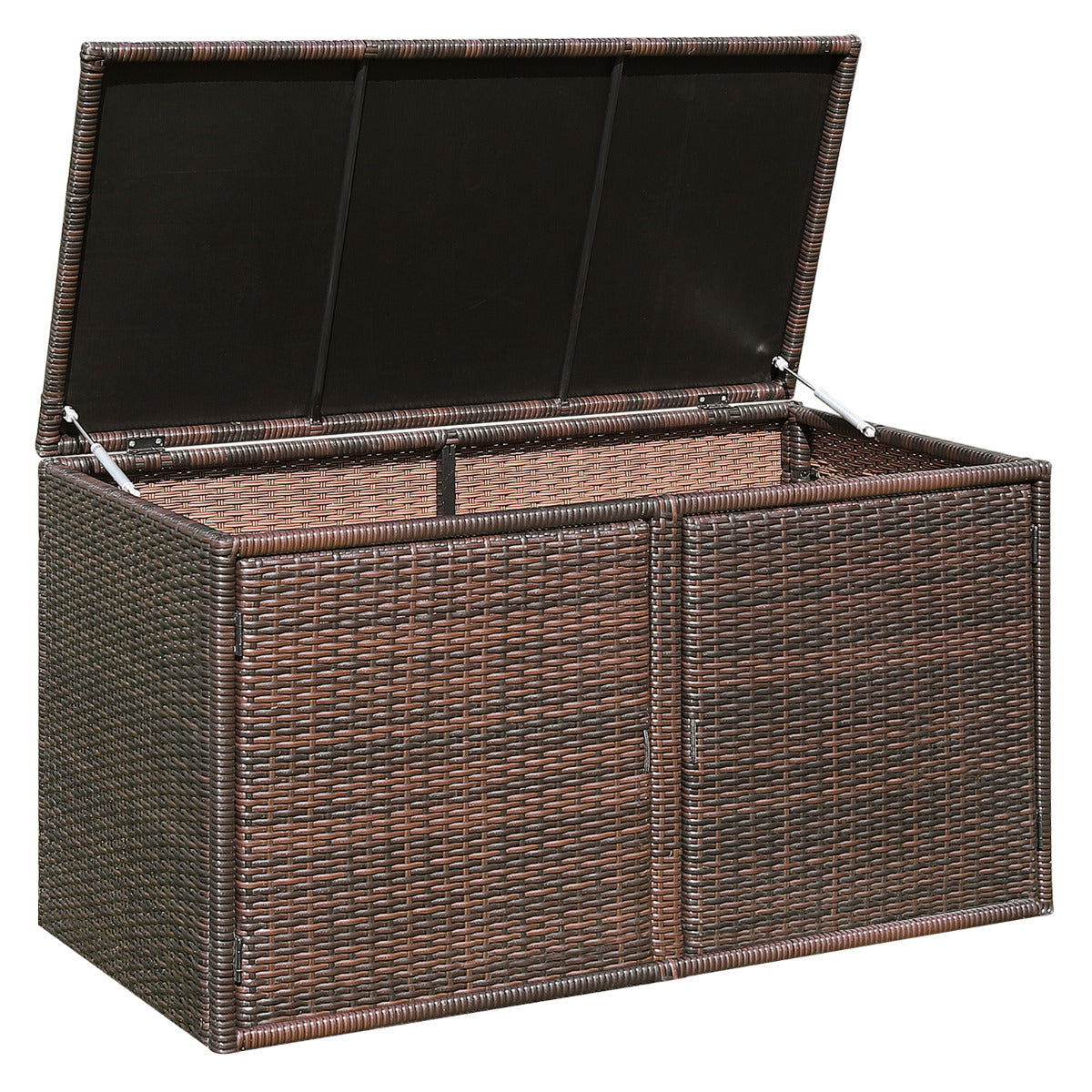LIVSK Tuinopbergbox - 335L Capaciteit - Duurzaam Stalen Frame - 2 Interne Planken - Dubbele Deuren - Bruin