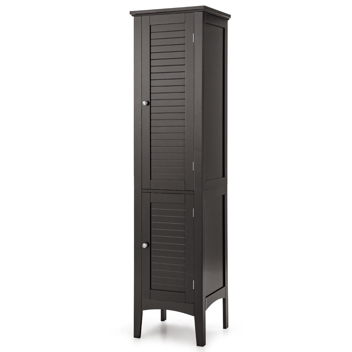 Livsk costway opbergmeubel voor badkamer staande kolom met 5 niveaus opbergkasten voor keuken woonkamer 37 x 37 x 160 cm koffie