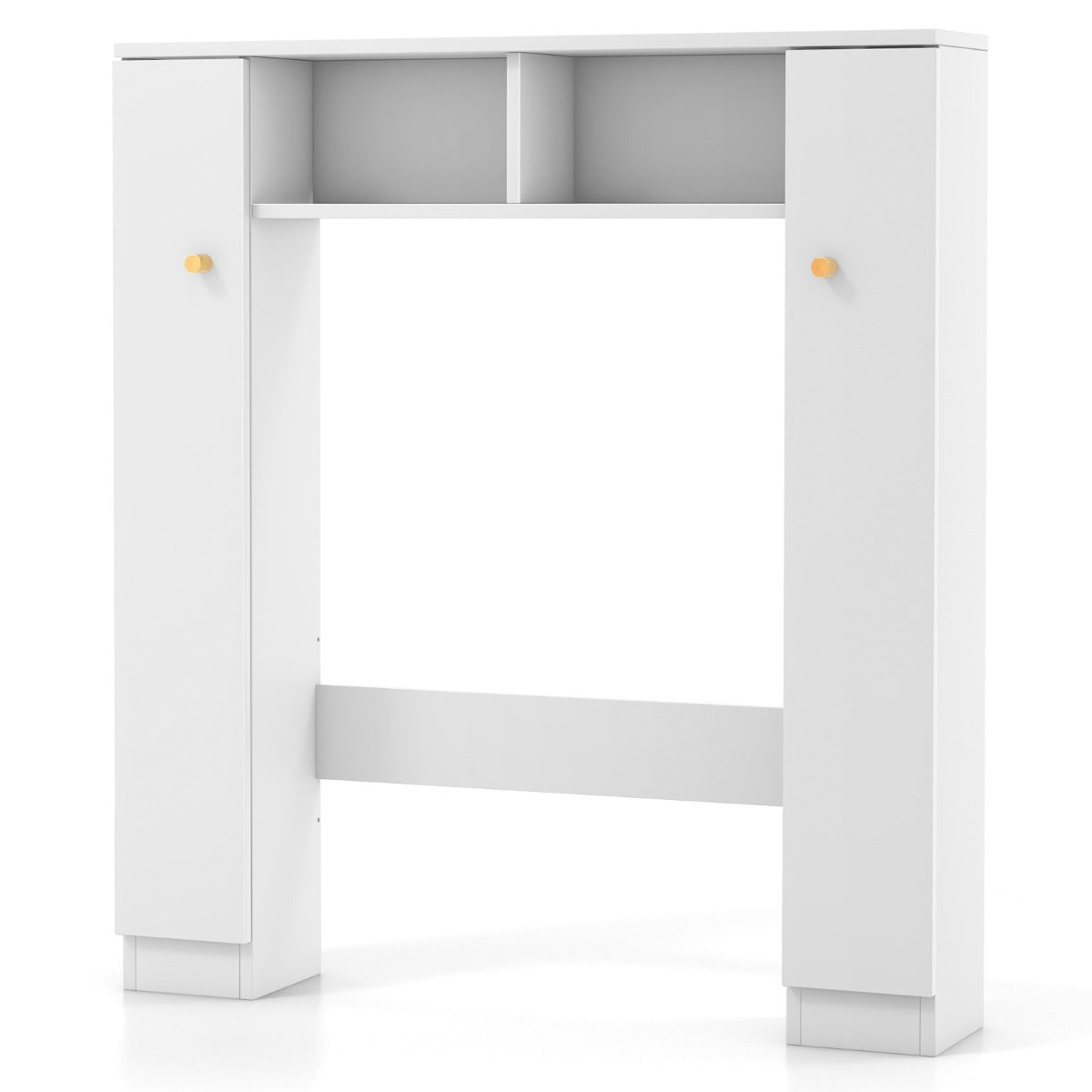 LIVSK Toilet-opbergkast - Verstelbare Planken - Dubbele Deur - Ruimtebesparend - Totale capaciteit 60 kg - Wit