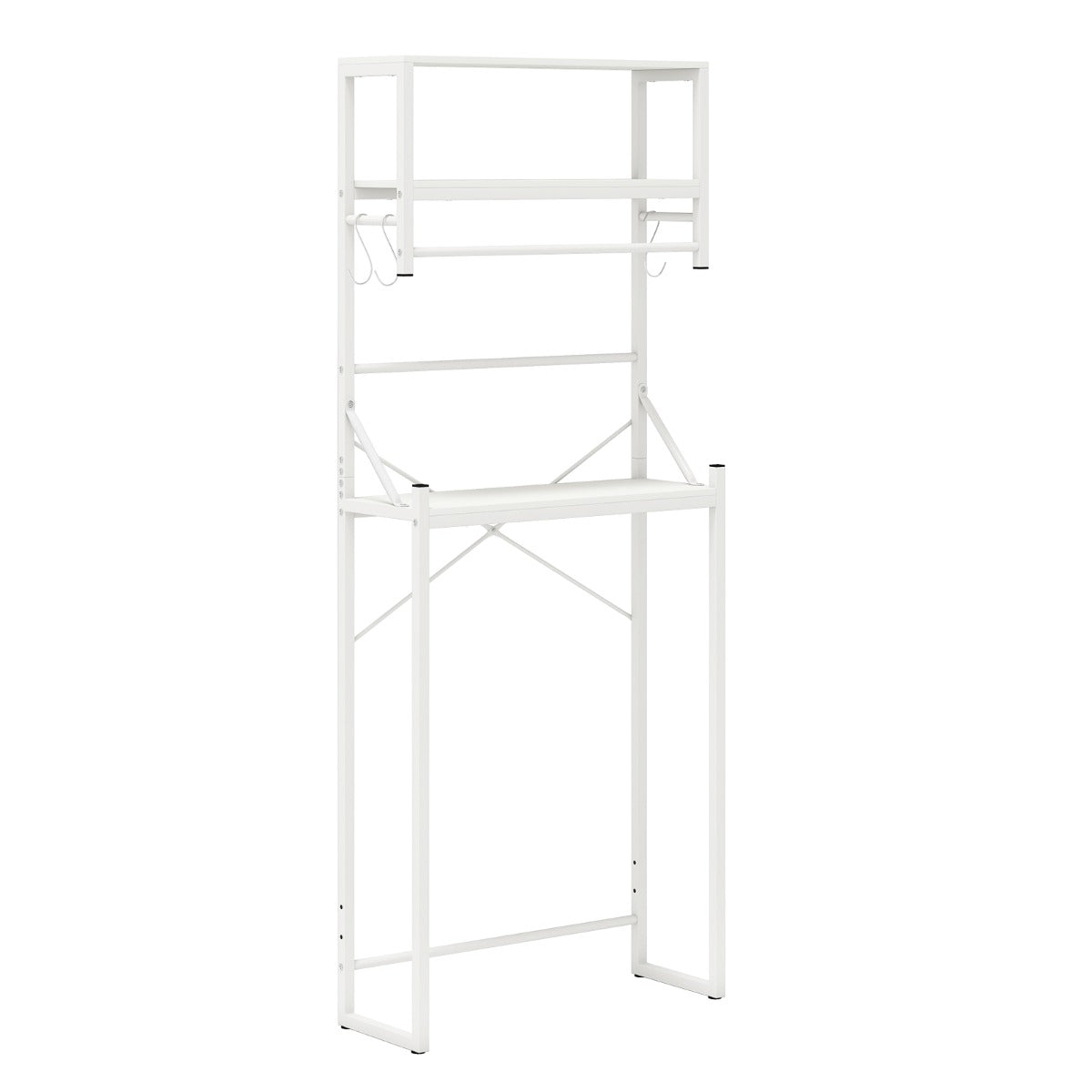 Livsk costway opbergrek boven het toilet 3 traps toiletrek met handdoekhouder haken en verstelbare onderstang 64 x 24 x 162 cm wit