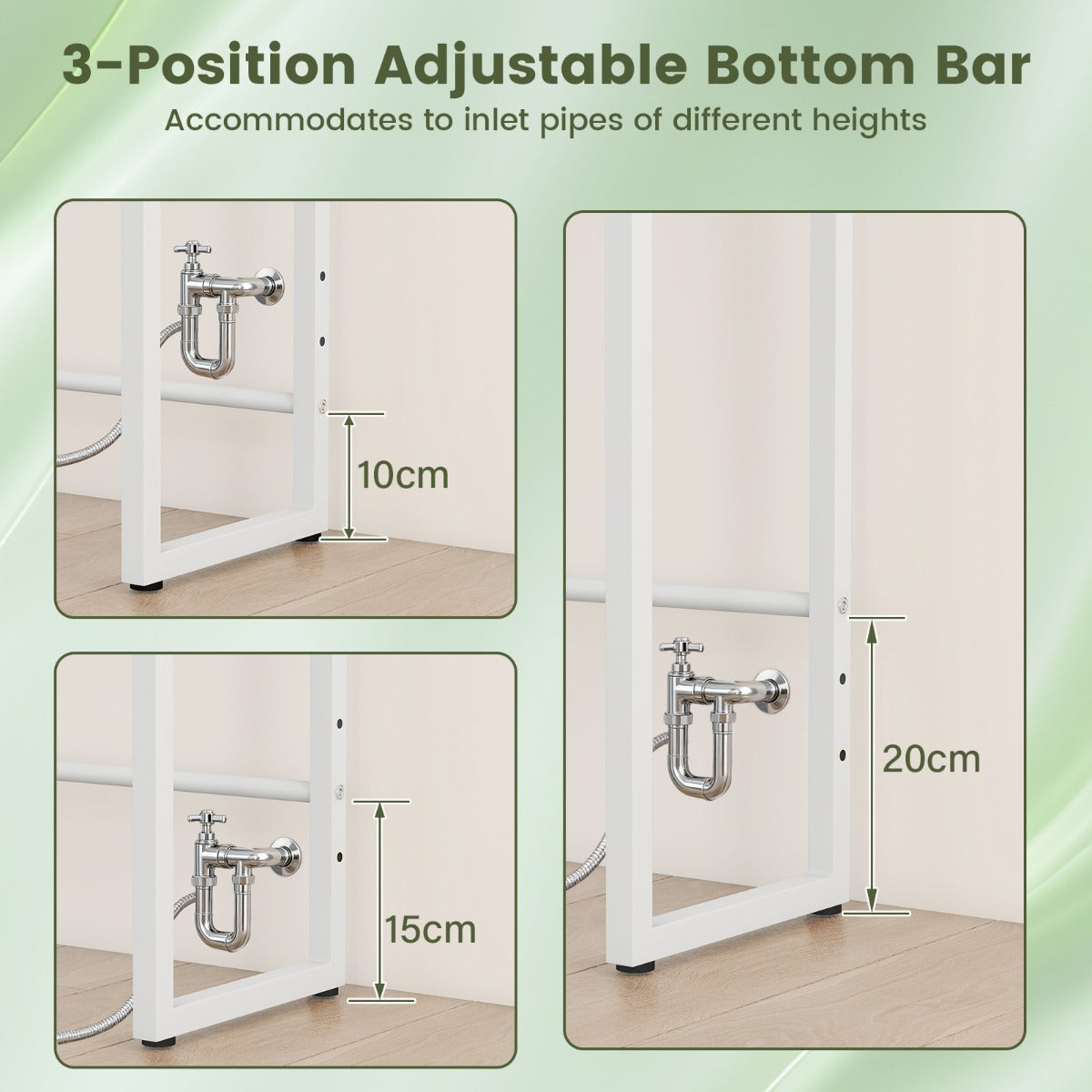 Livsk costway opbergrek boven het toilet 3 traps toiletrek met handdoekhouder haken en verstelbare onderstang 64 x 24 x 162 cm wit 3