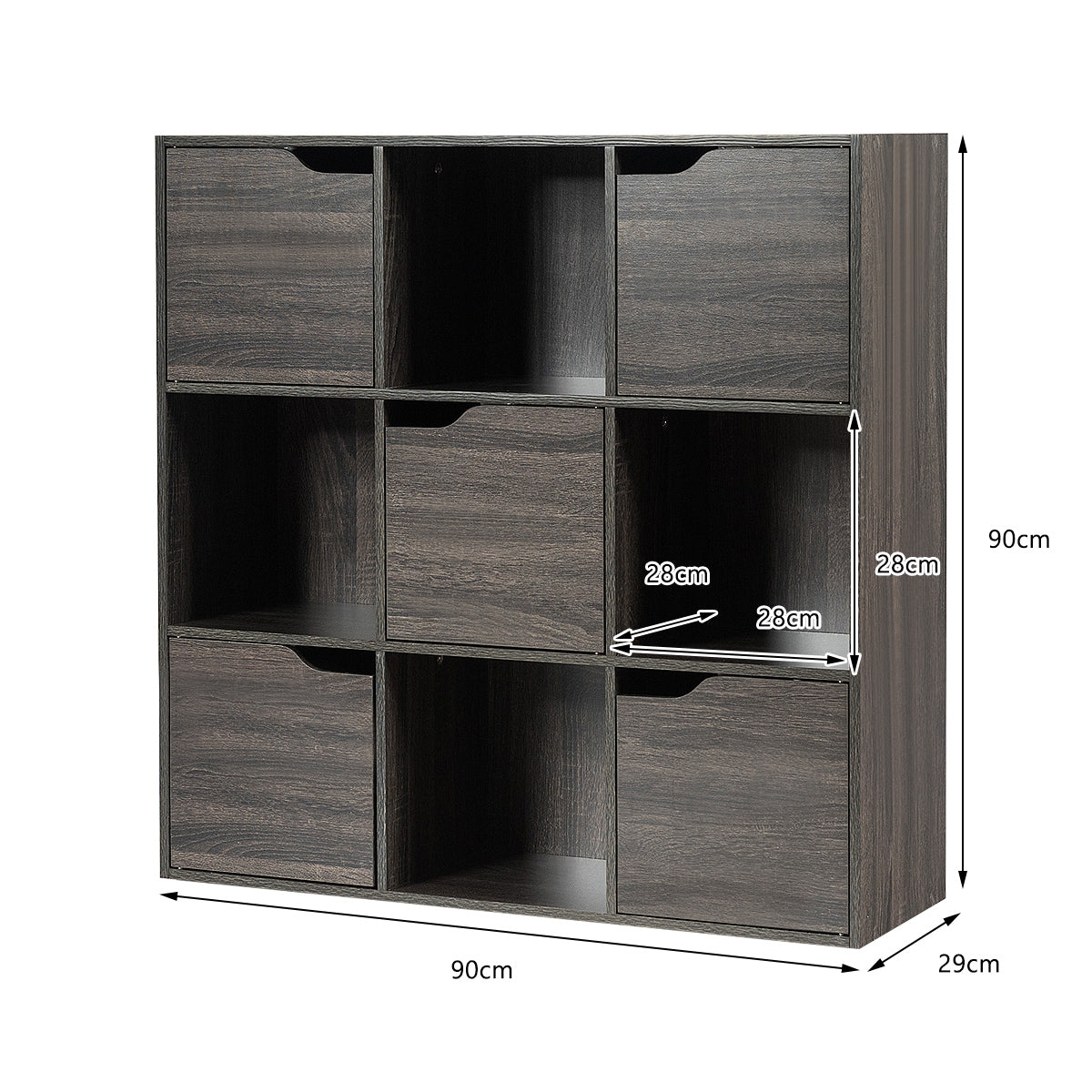 LIVSK 9-kubus organisator kast - Duurzaam spaanplaat - Modern design - Veiligheidsvoorziening - Ruimtebesparend - Grijs