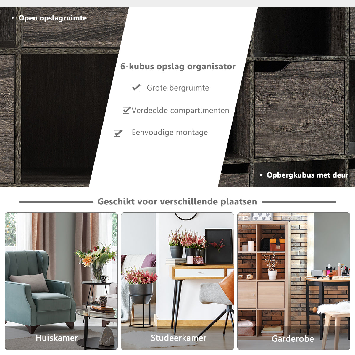 LIVSK 9-kubus organisator kast - Duurzaam spaanplaat - Modern design - Veiligheidsvoorziening - Ruimtebesparend - Grijs