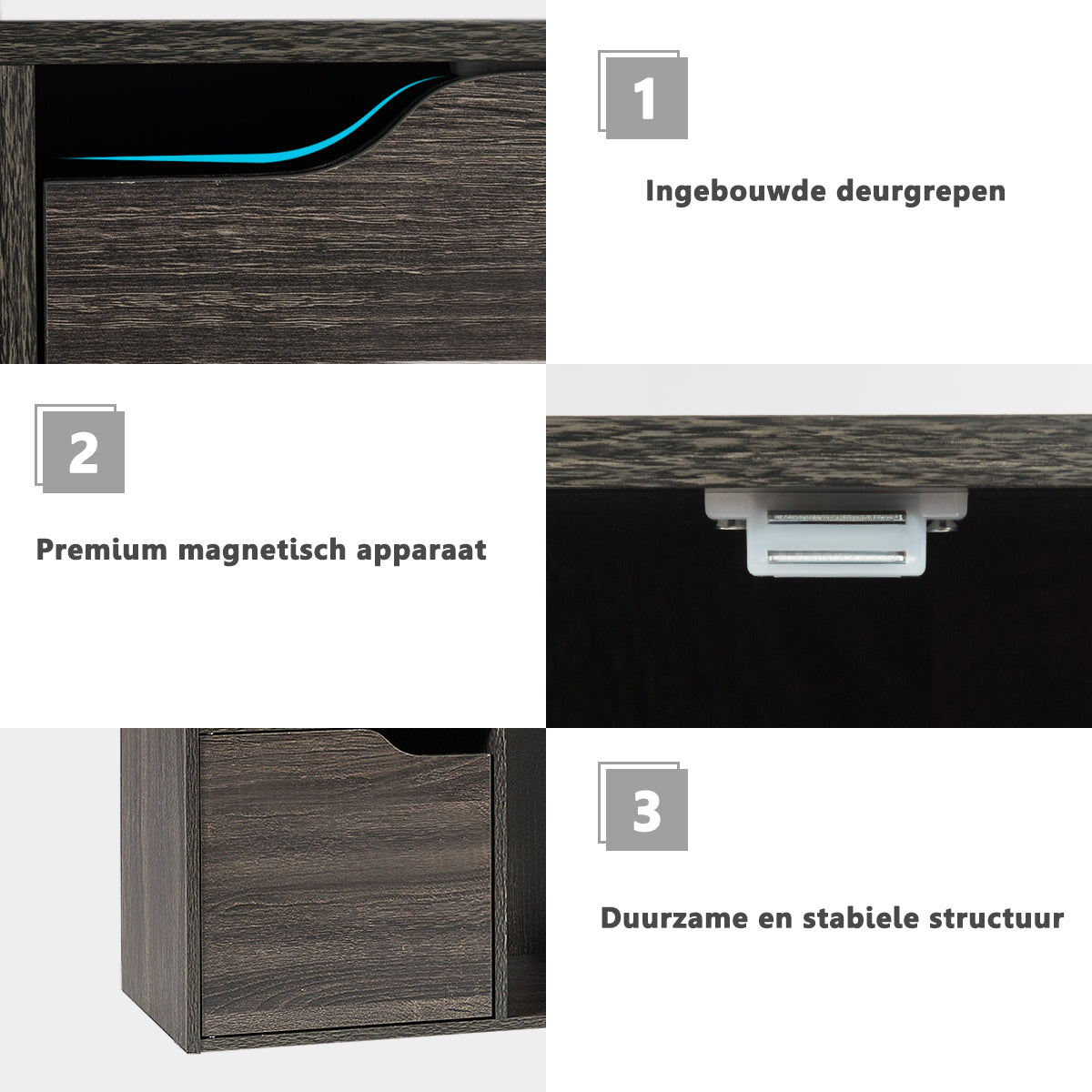 LIVSK 9-kubus organisator kast - Duurzaam spaanplaat - Modern design - Veiligheidsvoorziening - Ruimtebesparend - Grijs