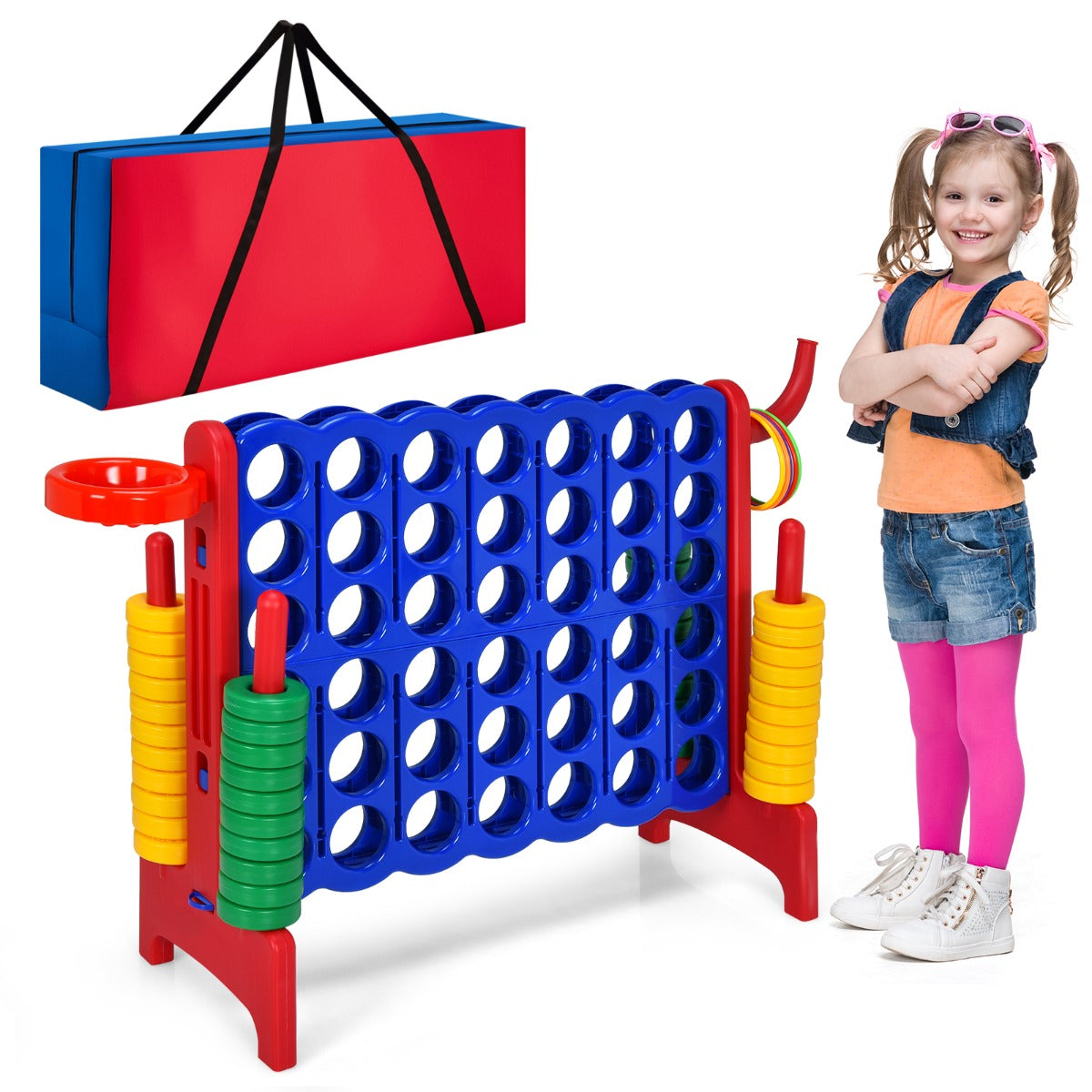 LIVSK Reuze 4-in-a-row Opbergtas - Duurzaam Oxford Stof - 2-in-1 Draagriem - Veilig Opbergen - 84 x 36 x 23 cm - Blauw/Rood