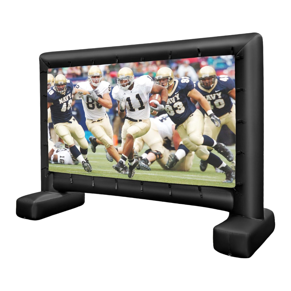 LIVSK Opblaasbaar Projectiescherm - Dubbelzijdig HD 16:9 - Weerbestendig Oxford - Snelle Installatie met Ventilator - Zwart + Wit