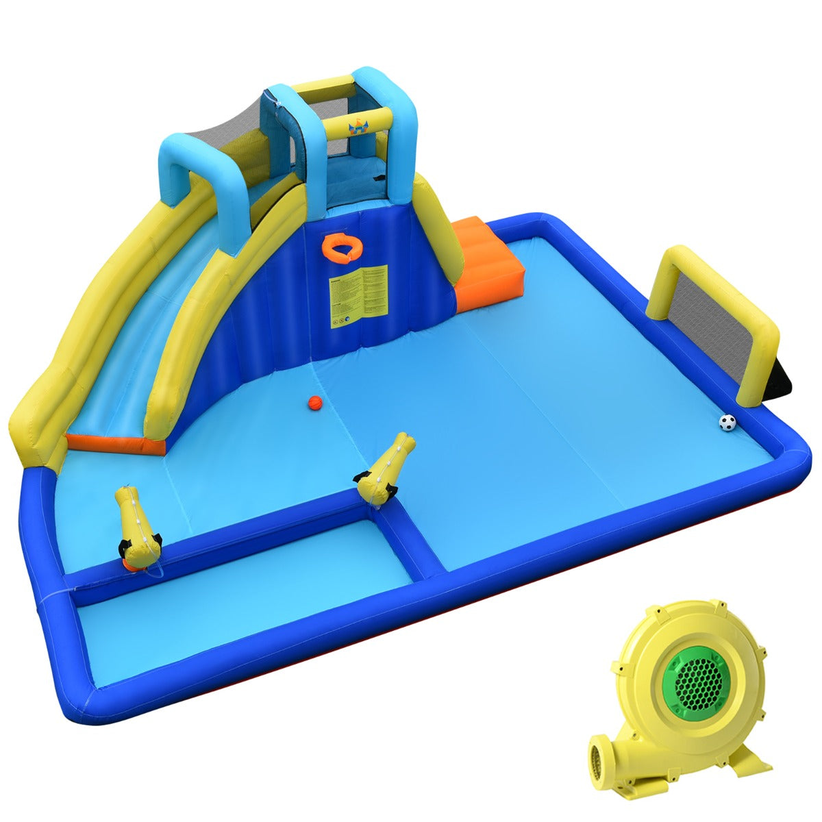 LIVSK Opblaasbaar Waterpark - 6-in-1 Springkussen met Waterpistool - Duurzaam Oxford - Snelle Inflatie - Voor Kinderen 3-12 jaar